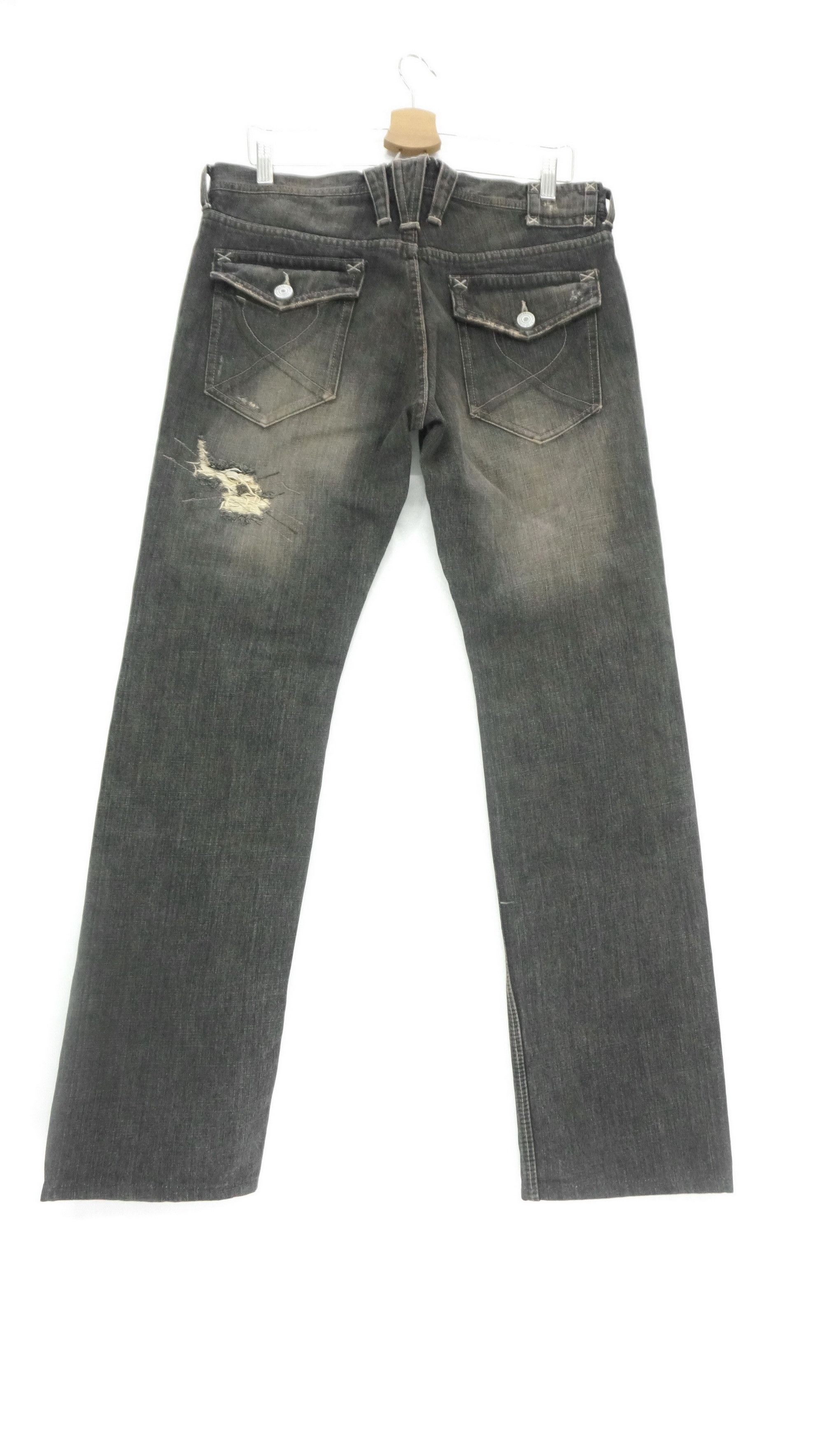Japanese Brand 🔥EDGE RUPERT Vintage Black Distressed Jeans Size US 33 - 2 Thumbnail