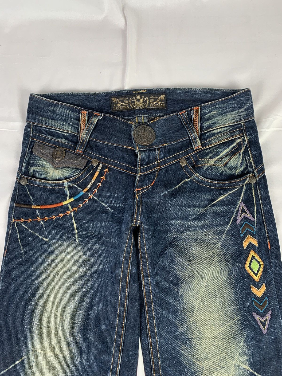 Japanese Brand Riobera Japan Navajo Embroidered Flared Baggy Jeans Pants Size 30" / US 8 / IT 44 - 6 Thumbnail