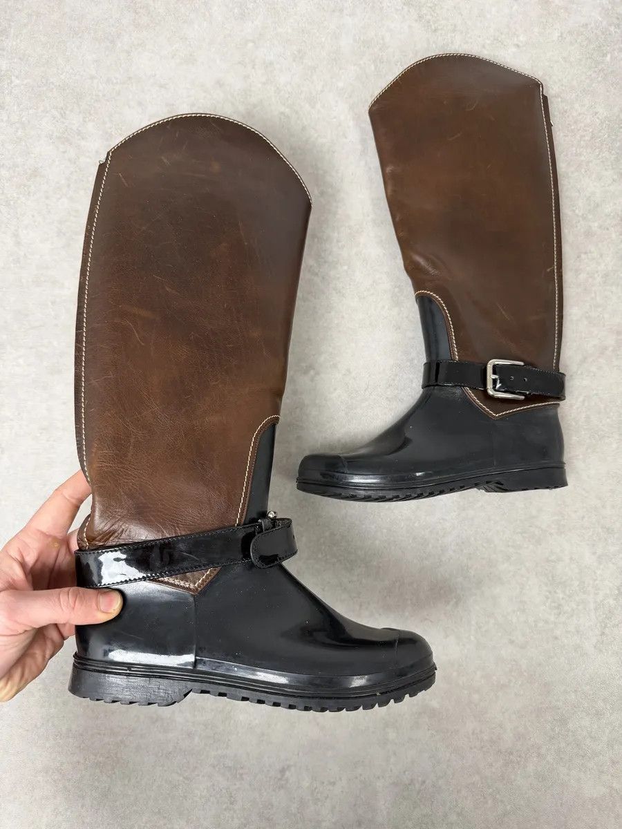 Dolce & Gabbana 2000s Dolce & Gabbana Brown & Black Ankle Leather Boots Size US 7 / IT 37 - 1 Thumbnail