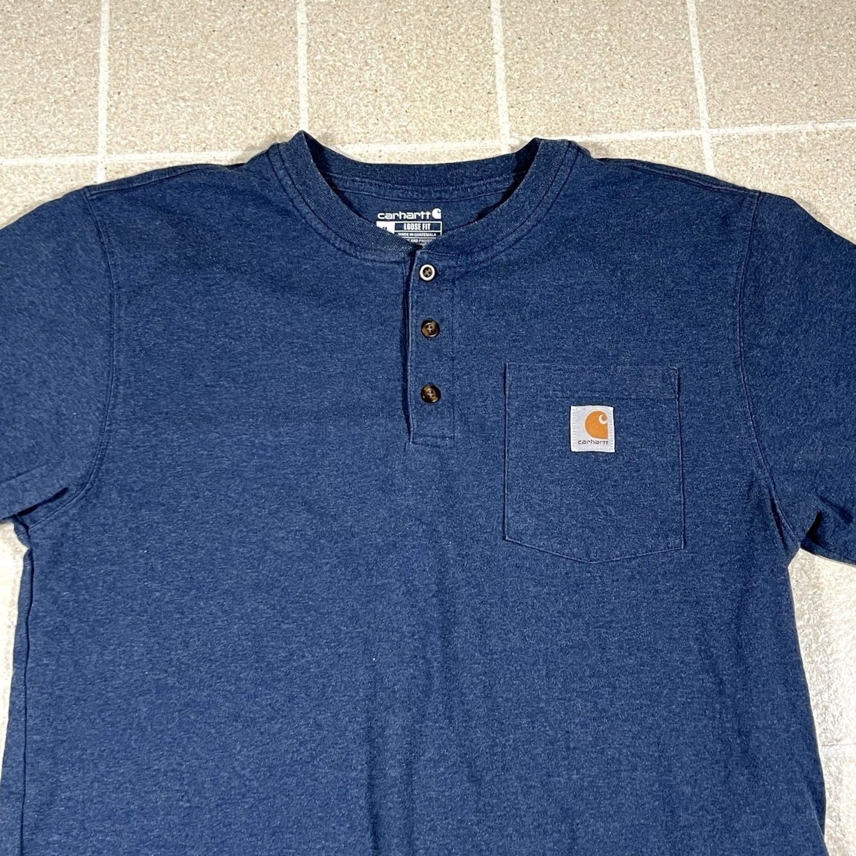 Carhartt Carhartt Shirt Mens Medium Heavyweight Short Sleeve Henley Pocket T-Shirt Blue Size US M / EU 48-50 / 2 - 2 Thumbnail