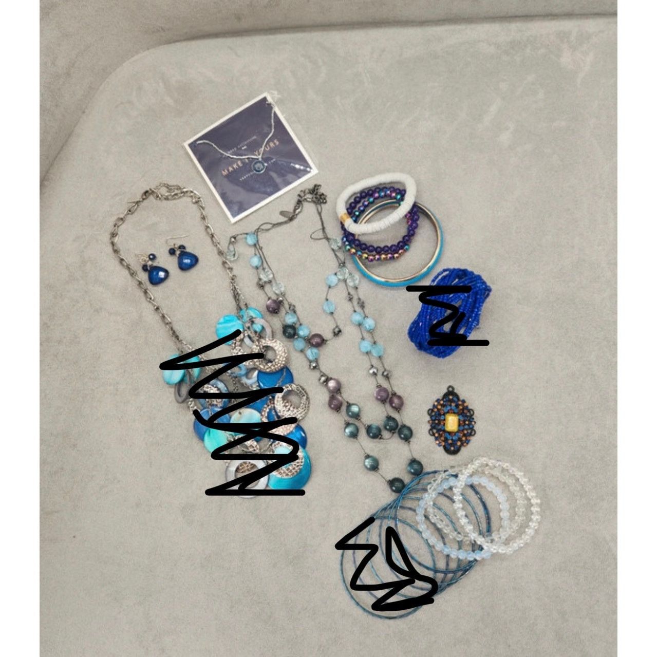 Other Lot of 12 costume jewelry boho Blue White Silver Tone Bundle Size ONE SIZE - 1 Thumbnail