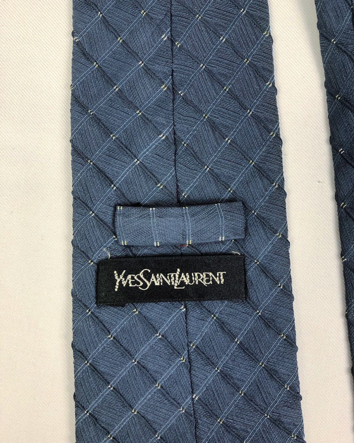 Vintage × Yves Saint Laurent Vintage Yves Saint Laurent YSL Embossed Stripes Silk Tie Size ONE SIZE - 7 Thumbnail