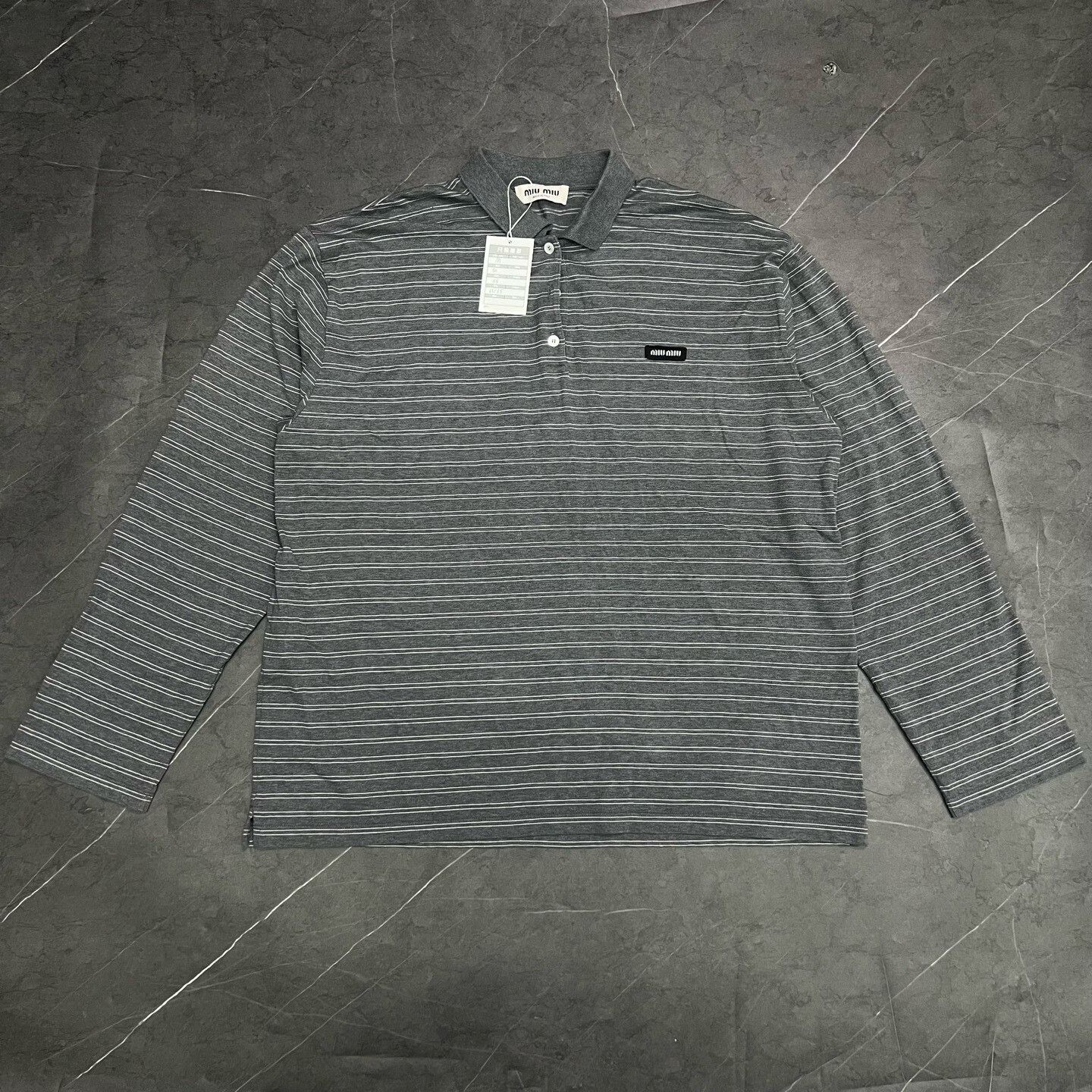 Miu Miu Miu Miu Striped Gray T-Shirt M Women Size M / US 6-8 / IT 42-44 - 1 Thumbnail