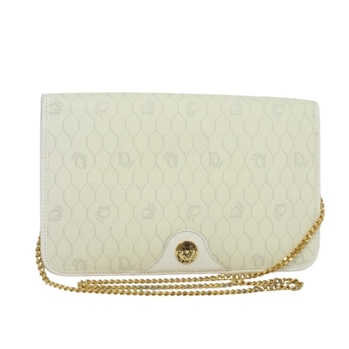 Dior DIOR Honeycomb Canvas Chain Shoulder Bag Pvc White Gold Size ONE SIZE - 1 Thumbnail
