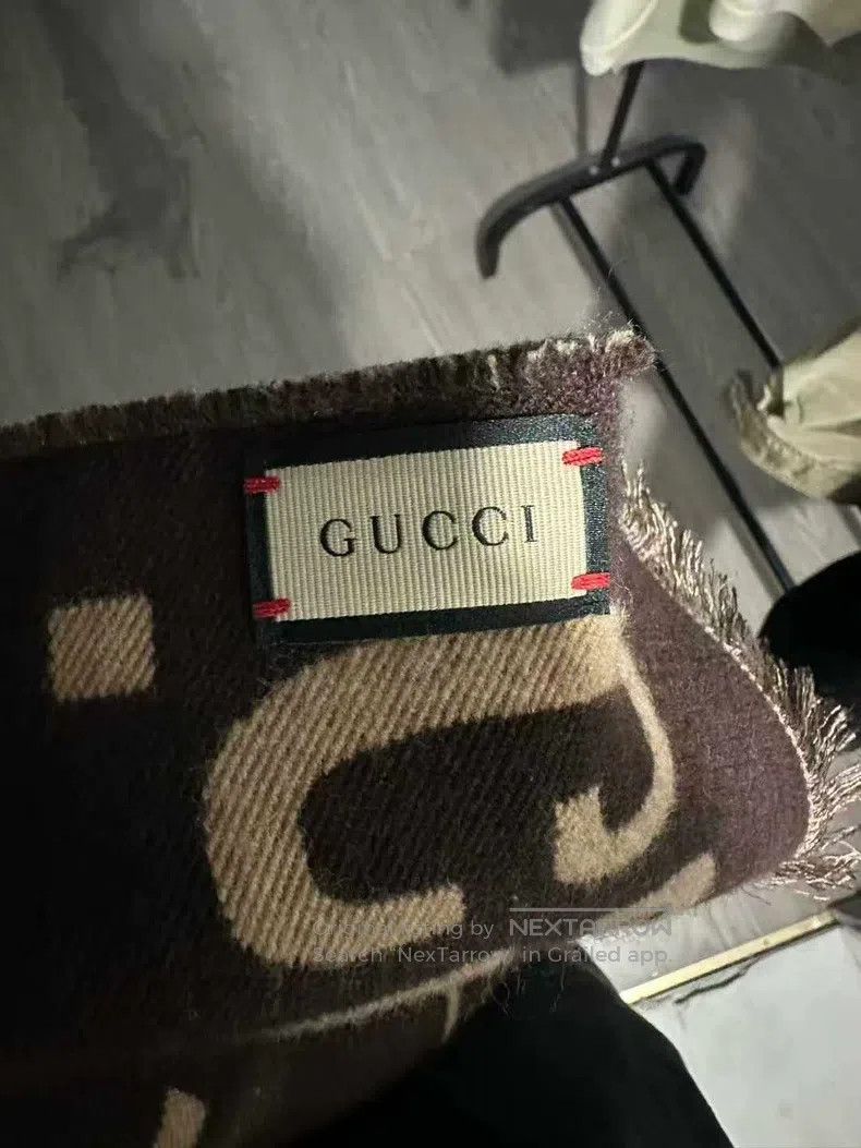 Gucci Gucci Caramel-coloured double G full-print scarf Size ONE SIZE - 5 Thumbnail