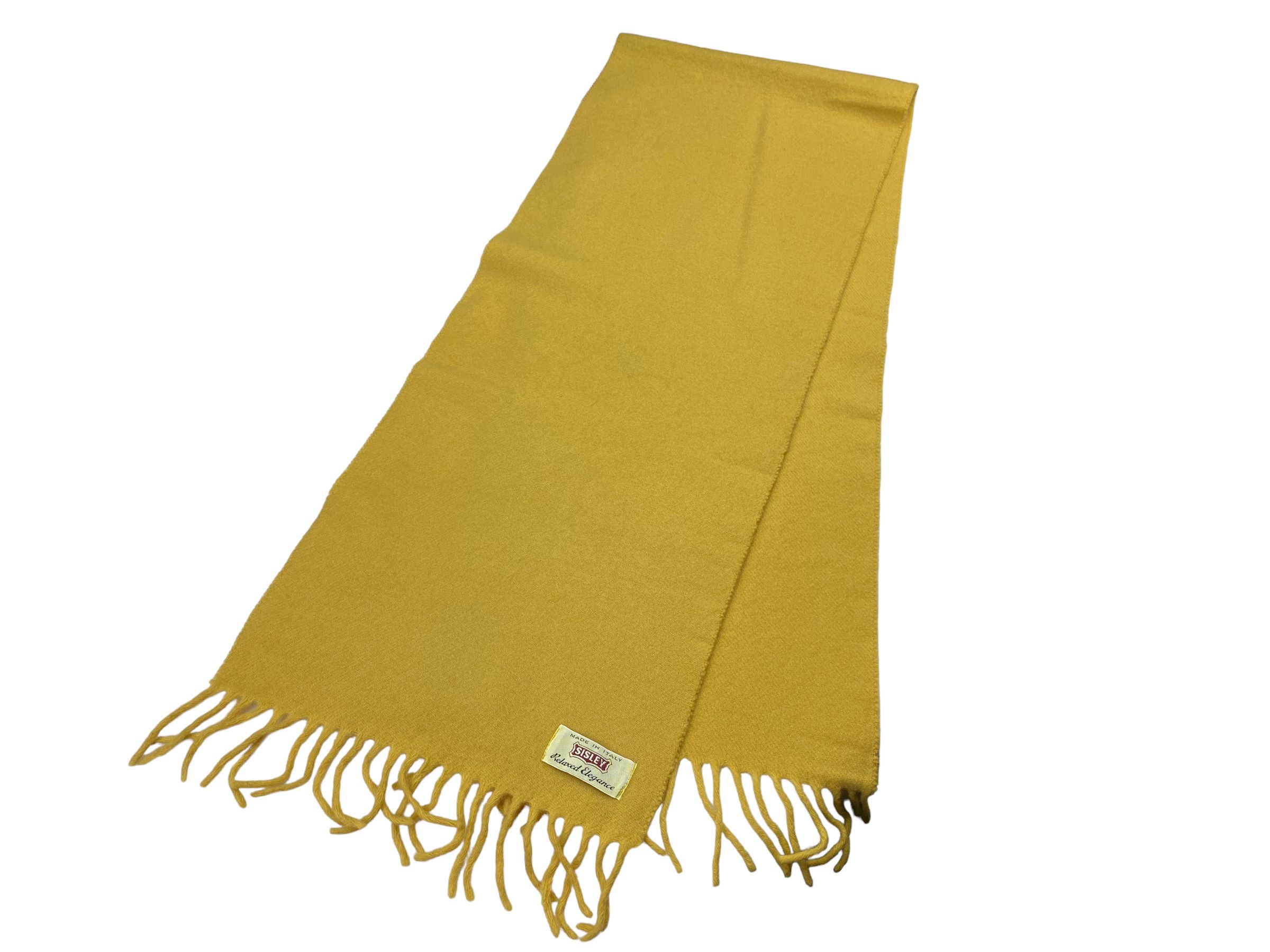 Sisley × Vintage Sisley Mustard Wool Scarf Vintage Italian Made Winter Acces Size ONE SIZE - 2 Thumbnail