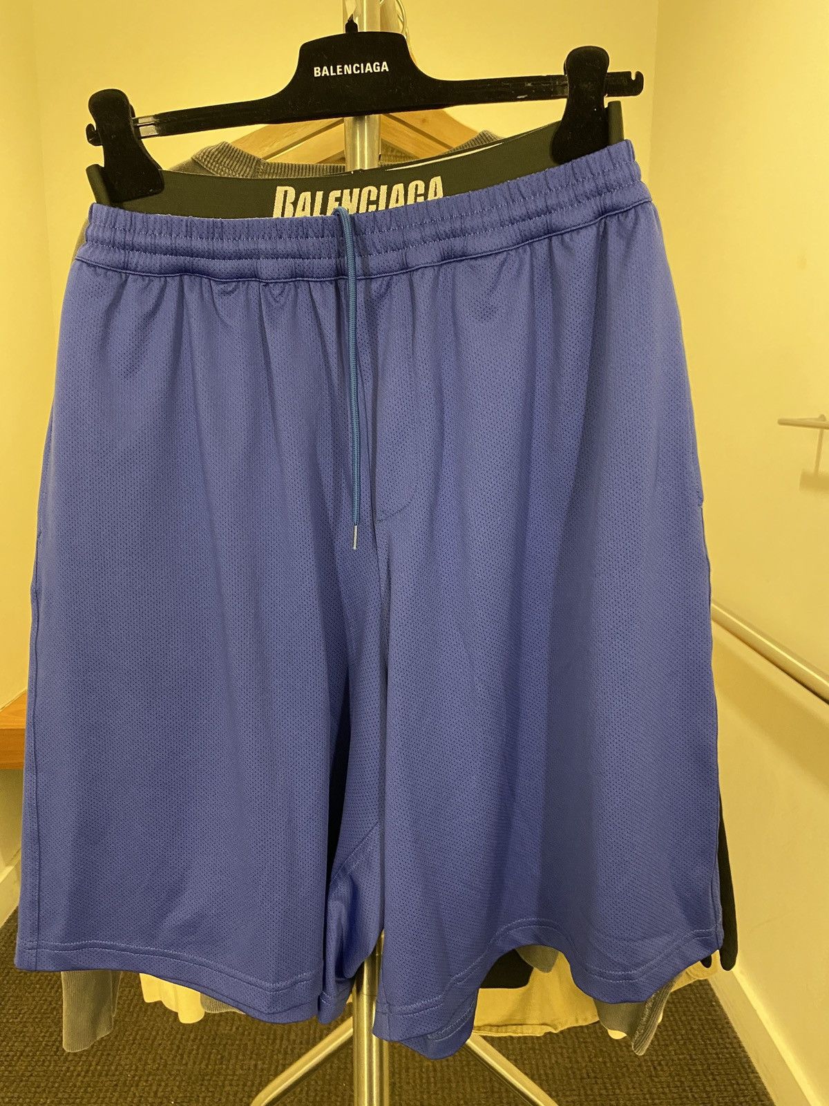 image of Balenciaga Mesh Shorts S in Blue, Men's (Size 34)