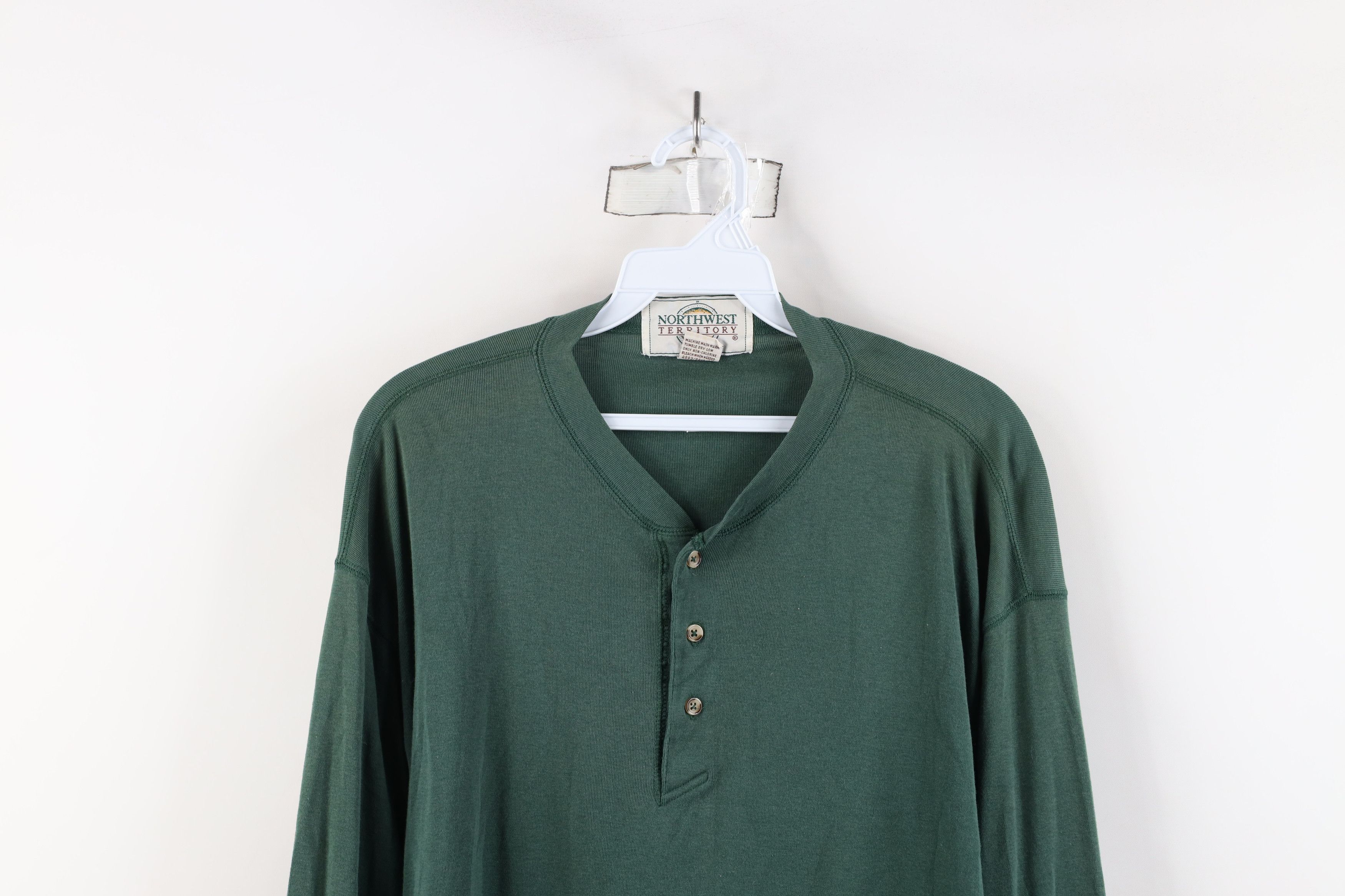Vintage Vintage 90s Streetwear Thin Long Sleeve Henley T-Shirt Green Size US XL / EU 56 / 4 - 2 Thumbnail
