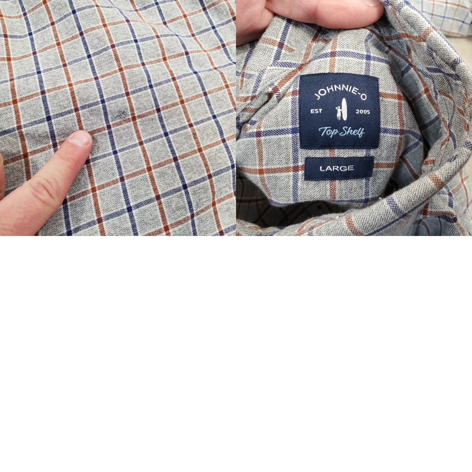 johnnie-O johnnie-O Shirt Mens L Gray Top Shelf Button Up Long Sleeve Plaid Check Collared Cotton Lightweight Casual Vintage No Size US L / EU 52-54 / 3 - 8 Thumbnail