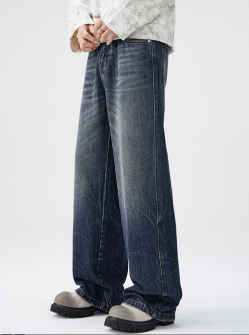 Japanese Brand × Jean High street straight whisker washed all-match loose jeans Size US 32 / EU 48 - 1 Thumbnail