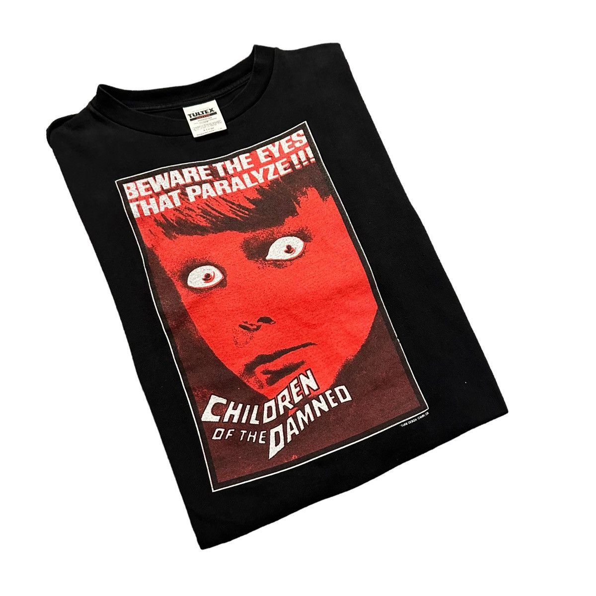 image of Tultex x Vintage 1990S Children Of The Damned Movie Promo T-Shirt in Black/Red, Men's (Size XL)