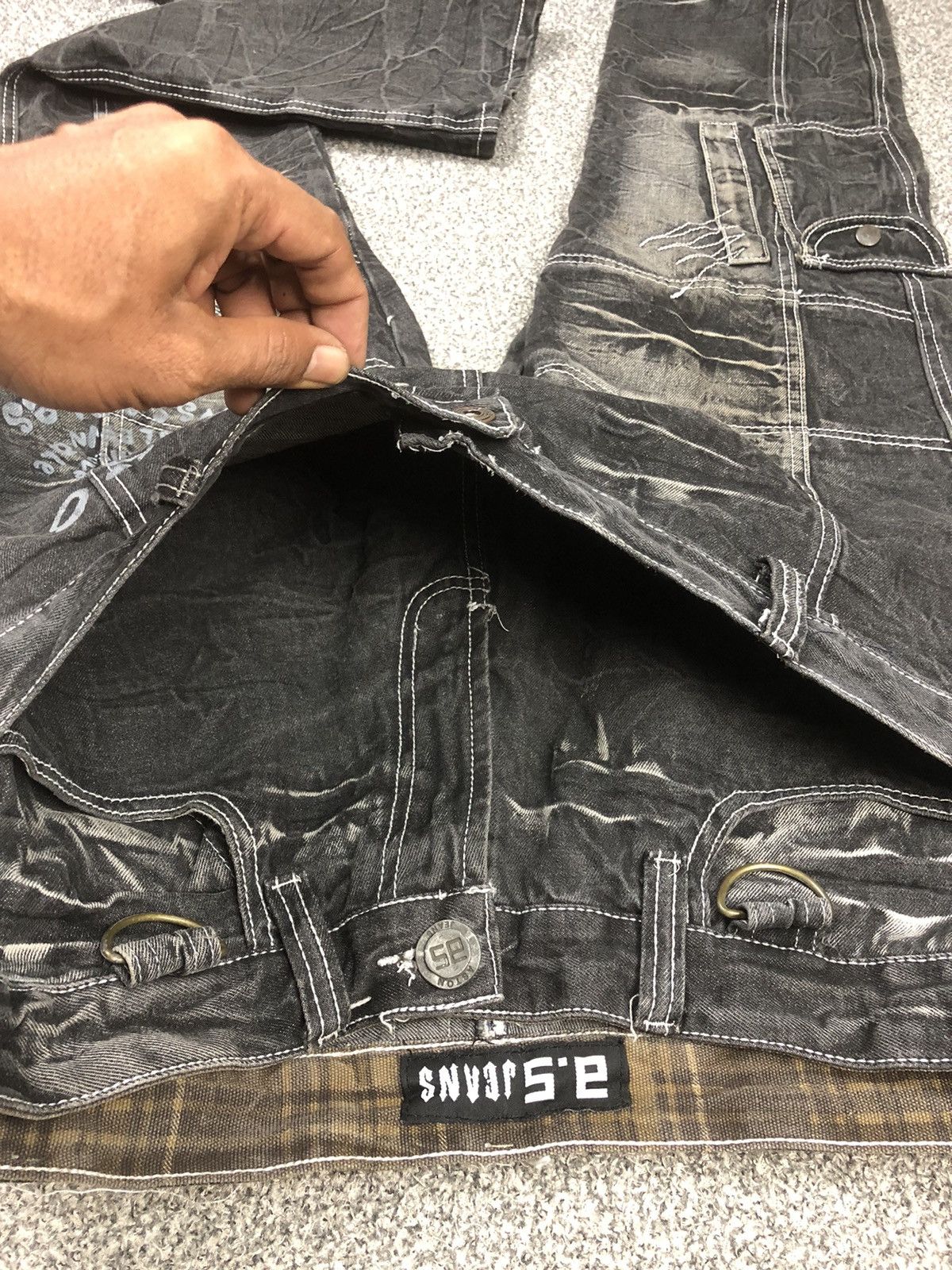 Japanese Brand Japanese Brands ASTON Faded Double Waist Cargo Jeans Size US 32 / EU 48 - 11 Thumbnail