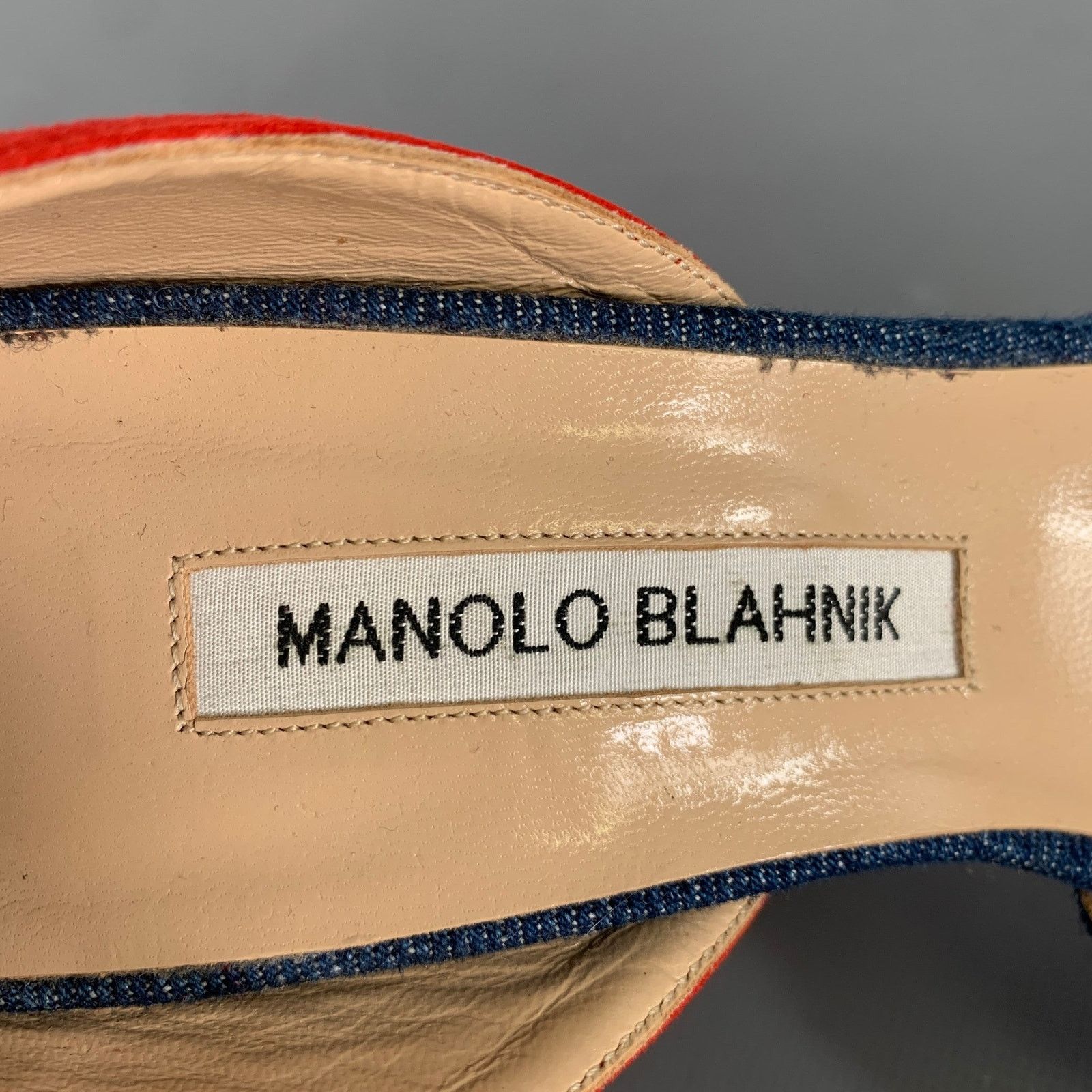 Manolo Blahnik MANOLO BLAHNIK 9.5 Blue Red Suede Two Tone Pointed Toe Pumps Size US 9.5 / IT 39.5 - 8 Thumbnail