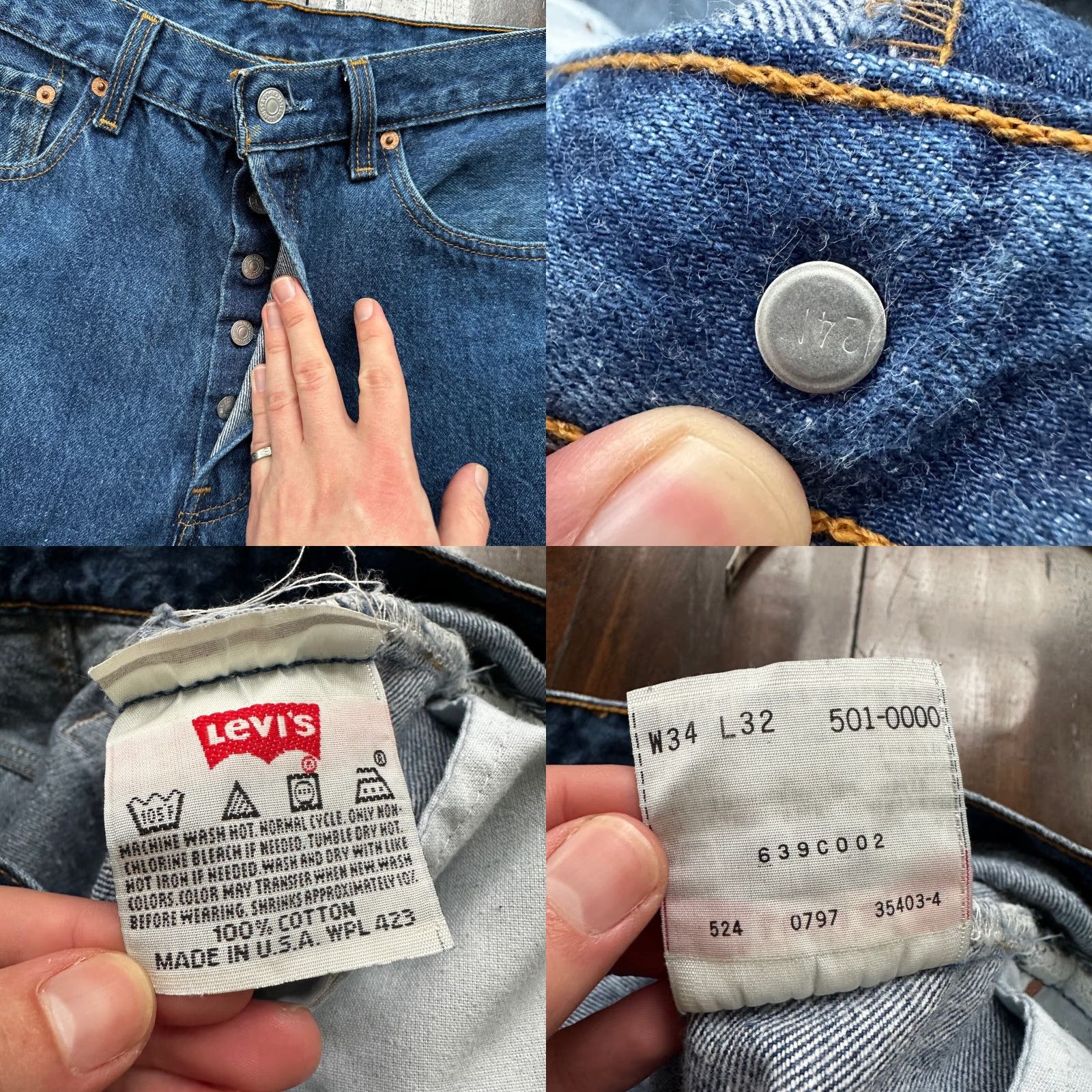 Levi's VINTAGE Levi's 501 Jeans Mens 34x32 Blue Denim 80s Distressed Thrashed Straight 34 Regular Inseam 32 USA 501 XX Model Size US 34 / EU 50 - 8 Thumbnail