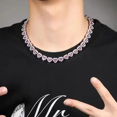 Jewelry 20" Baguette CZ Heart Iced Out Cubic Necklace🔥🔥🔥 Size ONE SIZE - 3 Thumbnail