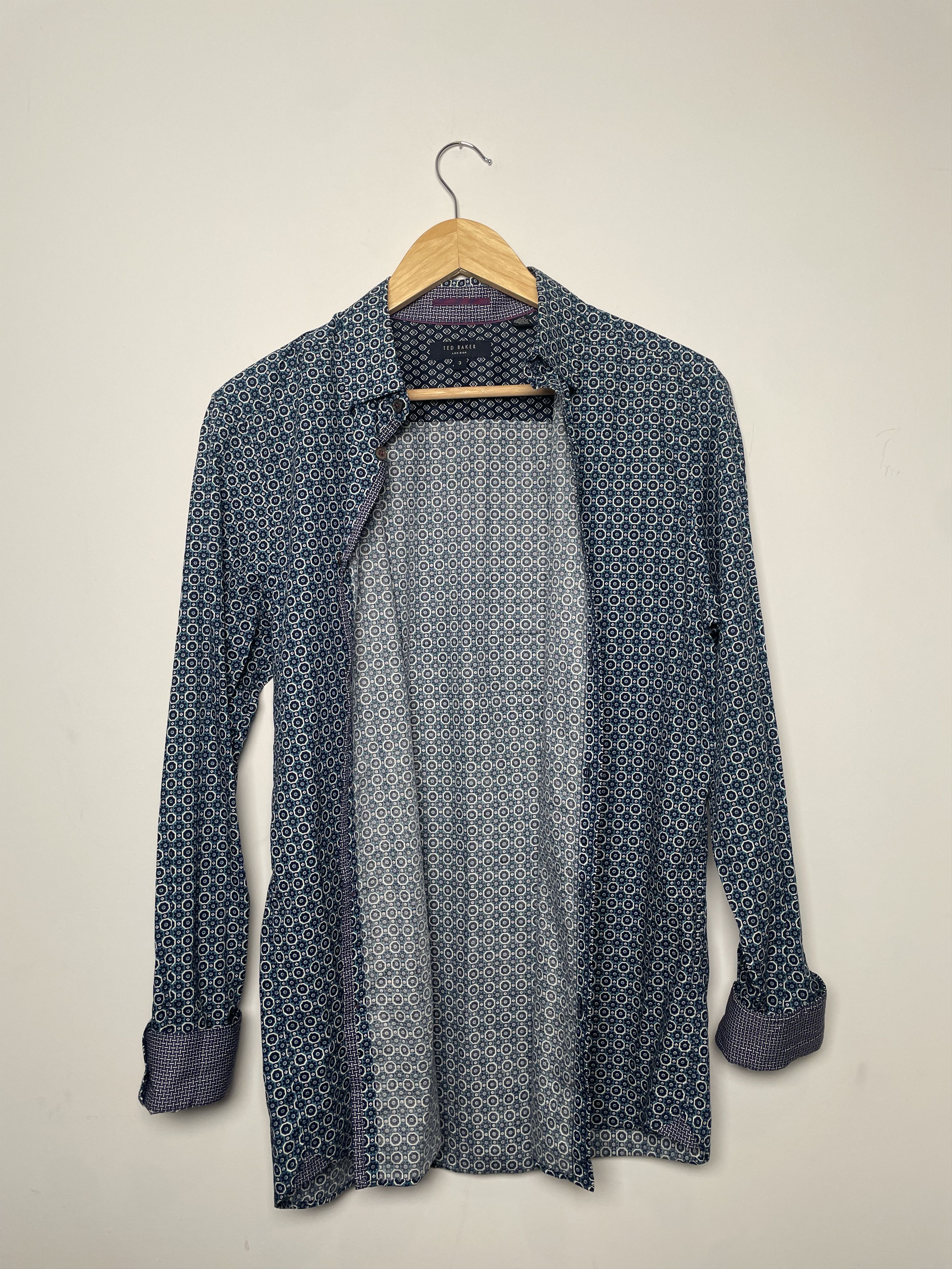 Ted Baker Ted Baker London Teal Geometric Print Shirt Size 3 M Size US M / EU 48-50 / 2 - 7 Thumbnail