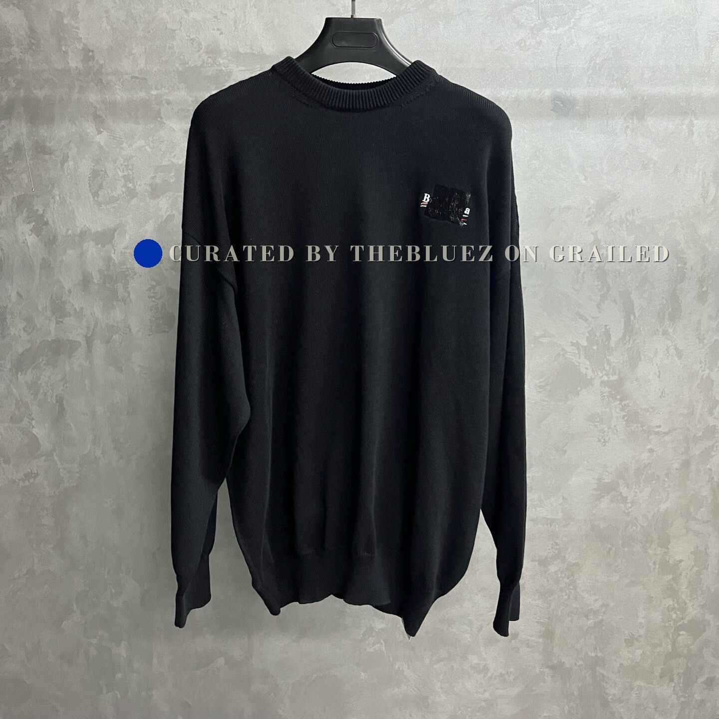 Balenciaga Black Printed Embroidered Sweater