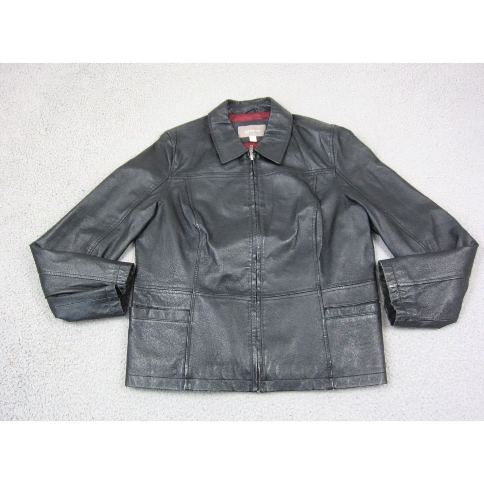 Croft & Barrow VINTAGE Croft & Barrow Leather Jacket Womens L Black Full Zip Motorcycle 90s Size L / US 10 / IT 46 - 2 Thumbnail