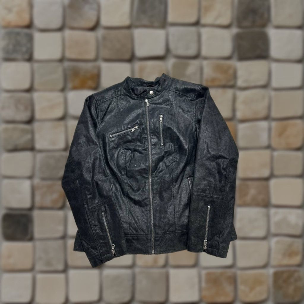 Levi's Levi's Jacket Womens Large Black Faux Leather Full Zip Jacket Size L / US 10 / IT 46 - 1 Thumbnail