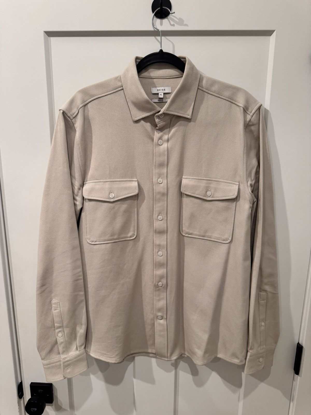 Reiss Reiss Arlo Cotton Canvas Overshirt XL - Oatmeal Size US XL / EU 56 / 4 - 1 Thumbnail