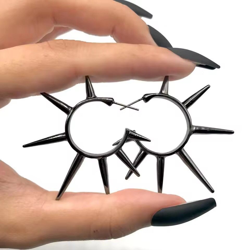Jewelry Long Spikes Hoop Earrings Size ONE SIZE - 1 Thumbnail