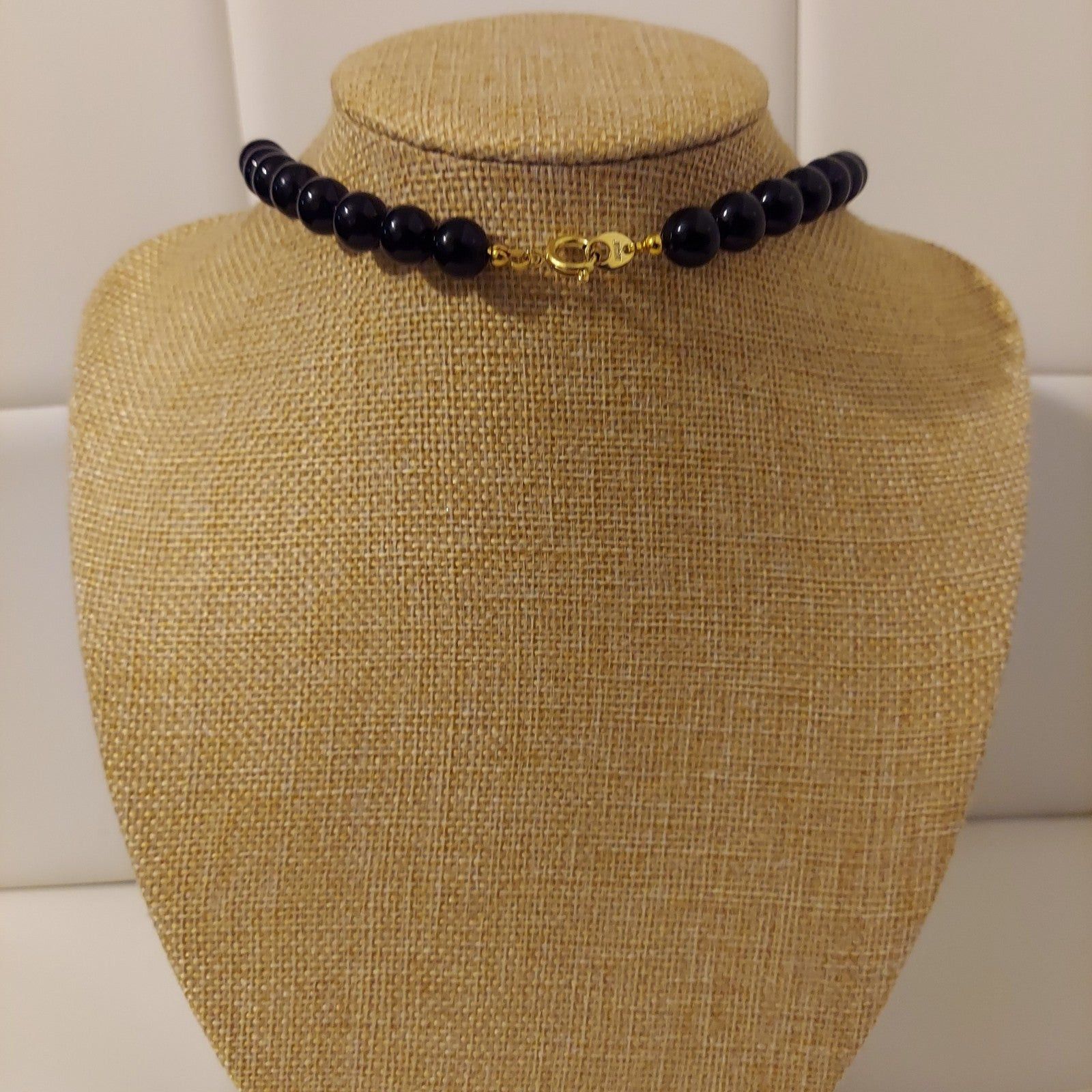 Handmade Vintage Japan Black Beads & Hand Painted Wood 16" Necklace Size ONE SIZE - 2 Thumbnail