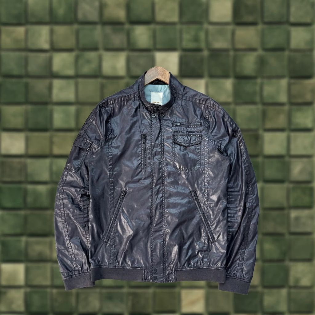 Diesel VINTAGE Diesel Bomber Jacket Navy Mens M Full Zip 90s Biker USA Nylon Jacket Size US M / EU 48-50 / 2 - 1 Thumbnail