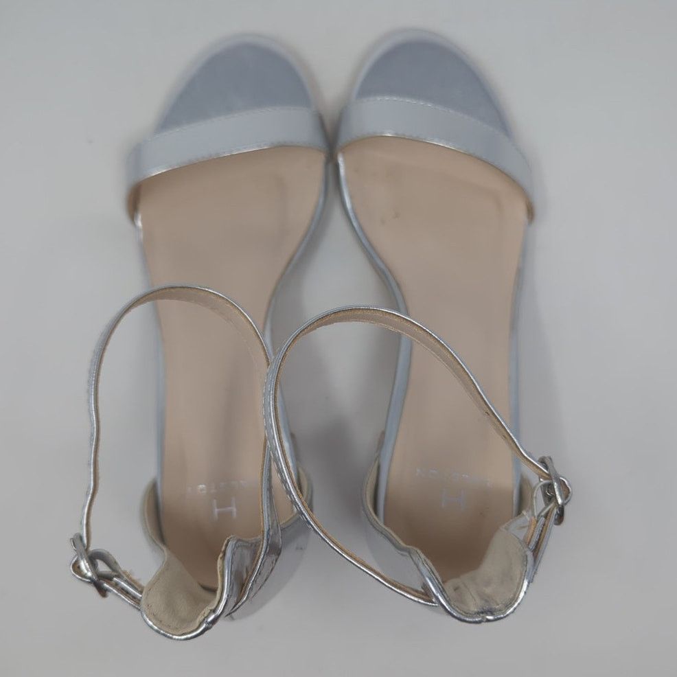 Other H By Halston Silver Metallic Block Heel Ankle Strap 7 Size US 7 / IT 37 - 4 Thumbnail