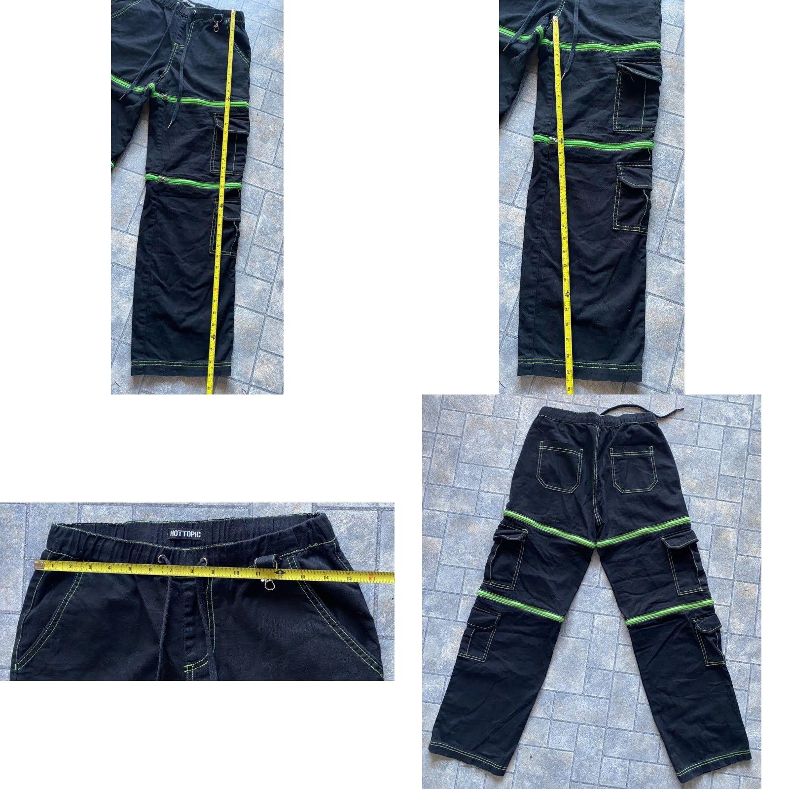 Hot Topic VINTAGE Hot Topic WOMENS SIZE 3 Black & Green Zip-Off Cargo Carpenter Pants Women Size 26" / US 2 / IT 38 - 8 Thumbnail