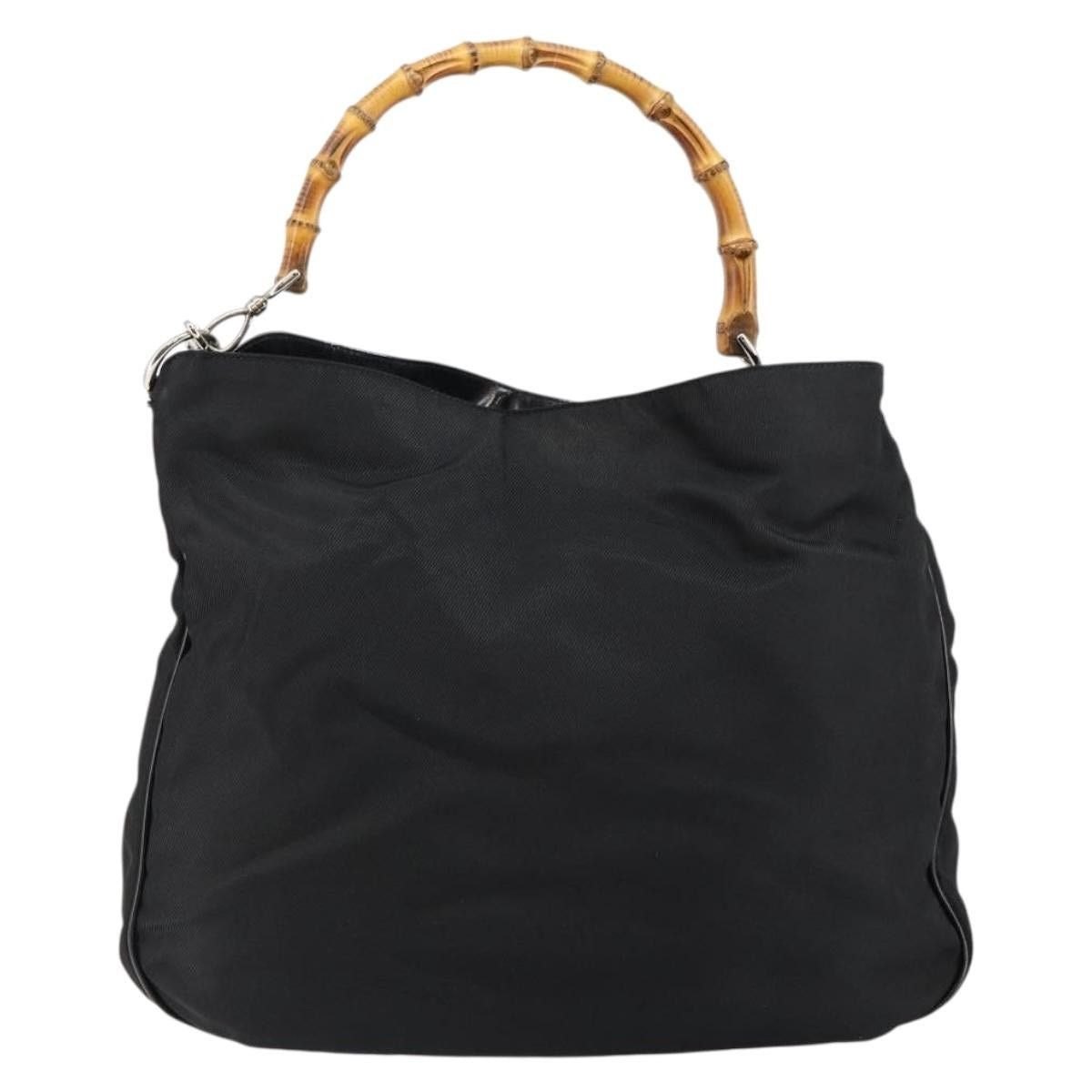 Gucci GUCCI Bamboo Handbag Nylon Black Silver 001 2404 001 2404 Size ONE SIZE - 2 Thumbnail
