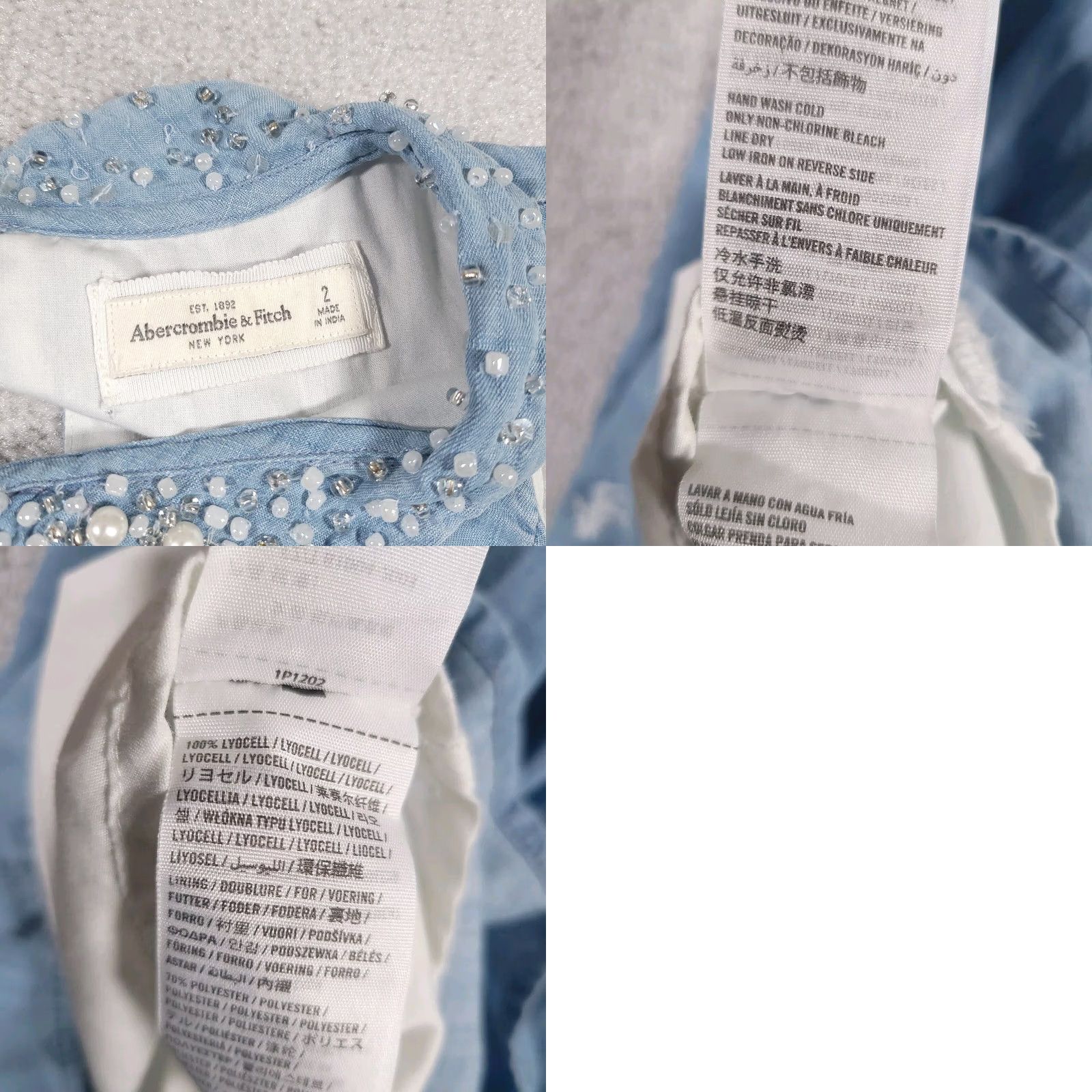 Abercrombie & Fitch VINTAGE Abercrombie & Fitch Mini Dress Women Beaded Cutout Back Blue Collar Y2K Dress A-Line Short Sleeveless Zip Size S / US 4 / IT 40 - 10 Thumbnail