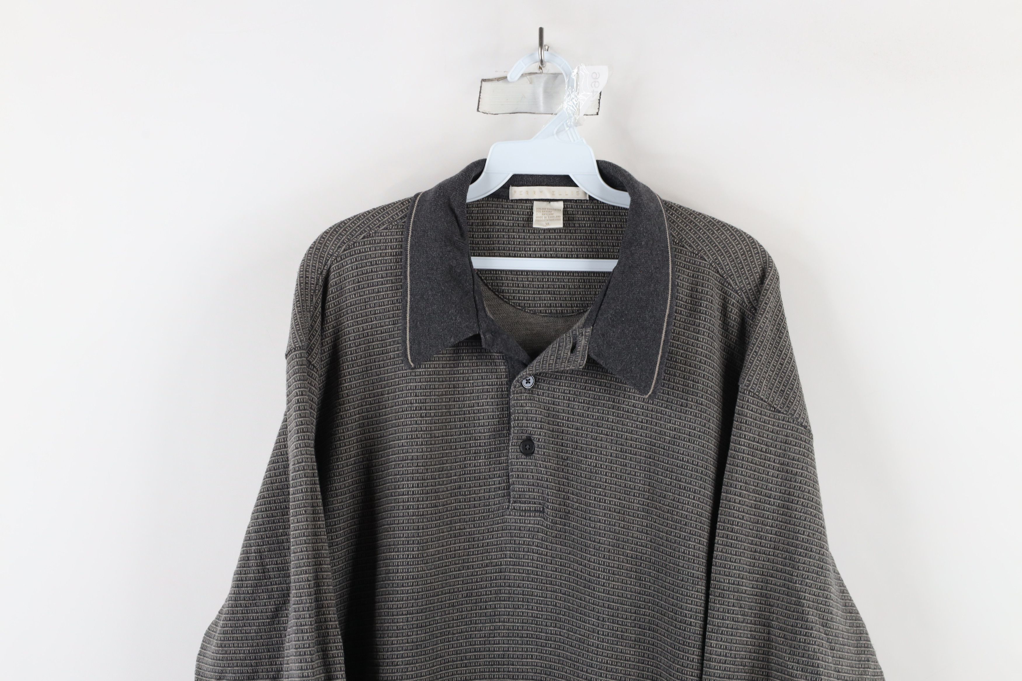 Vintage Vintage 90s Streetwear Geometric Knit Long Sleeve Polo Size US XL / EU 56 / 4 - 2 Thumbnail