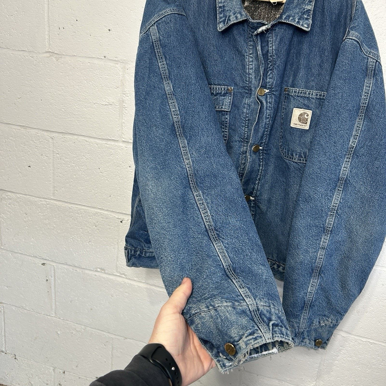 Carhartt Vintage Carhartt Aztec Pile Denim Chore Jacket “Darkstone” Size US XL / EU 56 / 4 - 7 Thumbnail