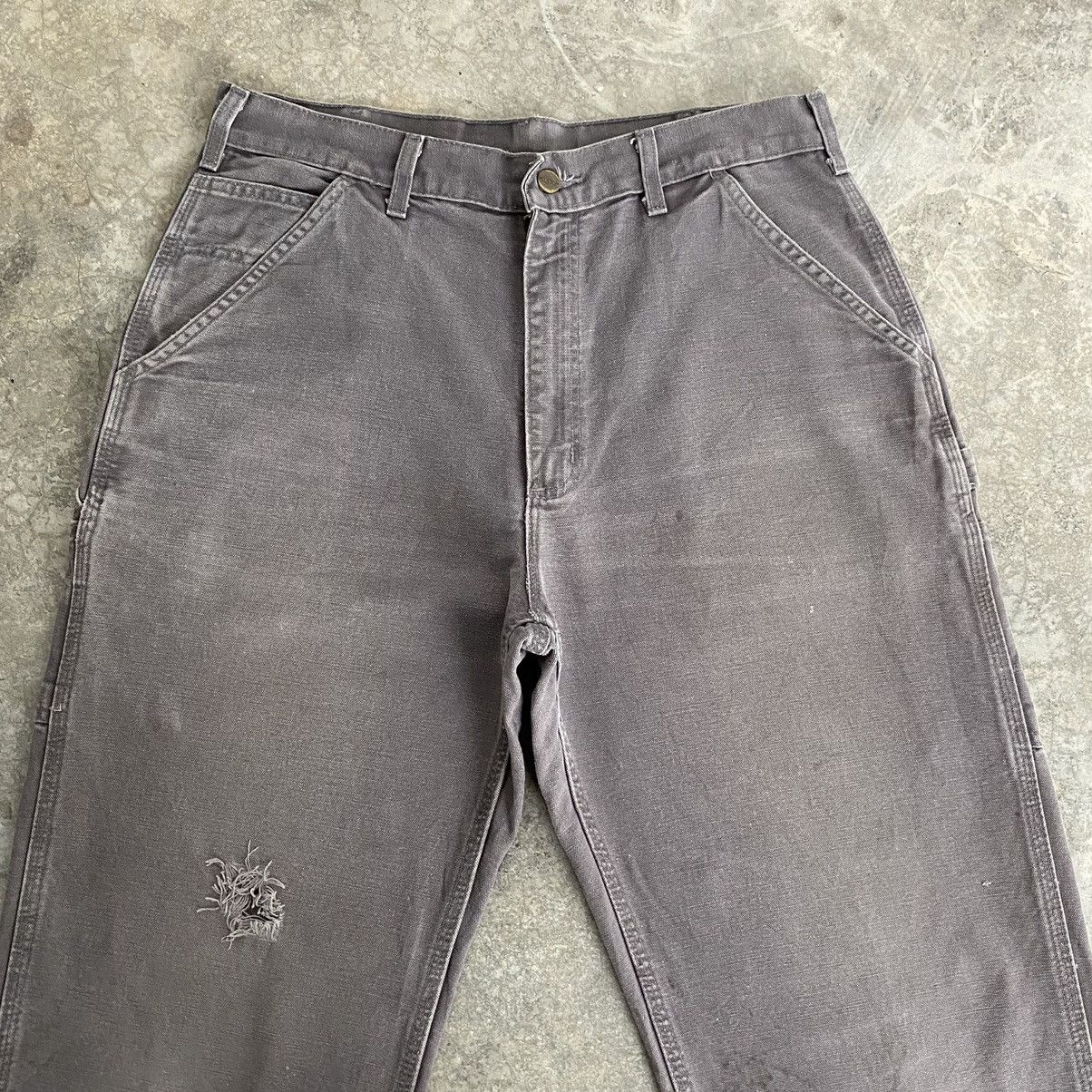 Carhartt Vintage Carhartt Faded Charcoal Grey Ripped Carpenter Pants Size US 34 / EU 50 - 2 Thumbnail