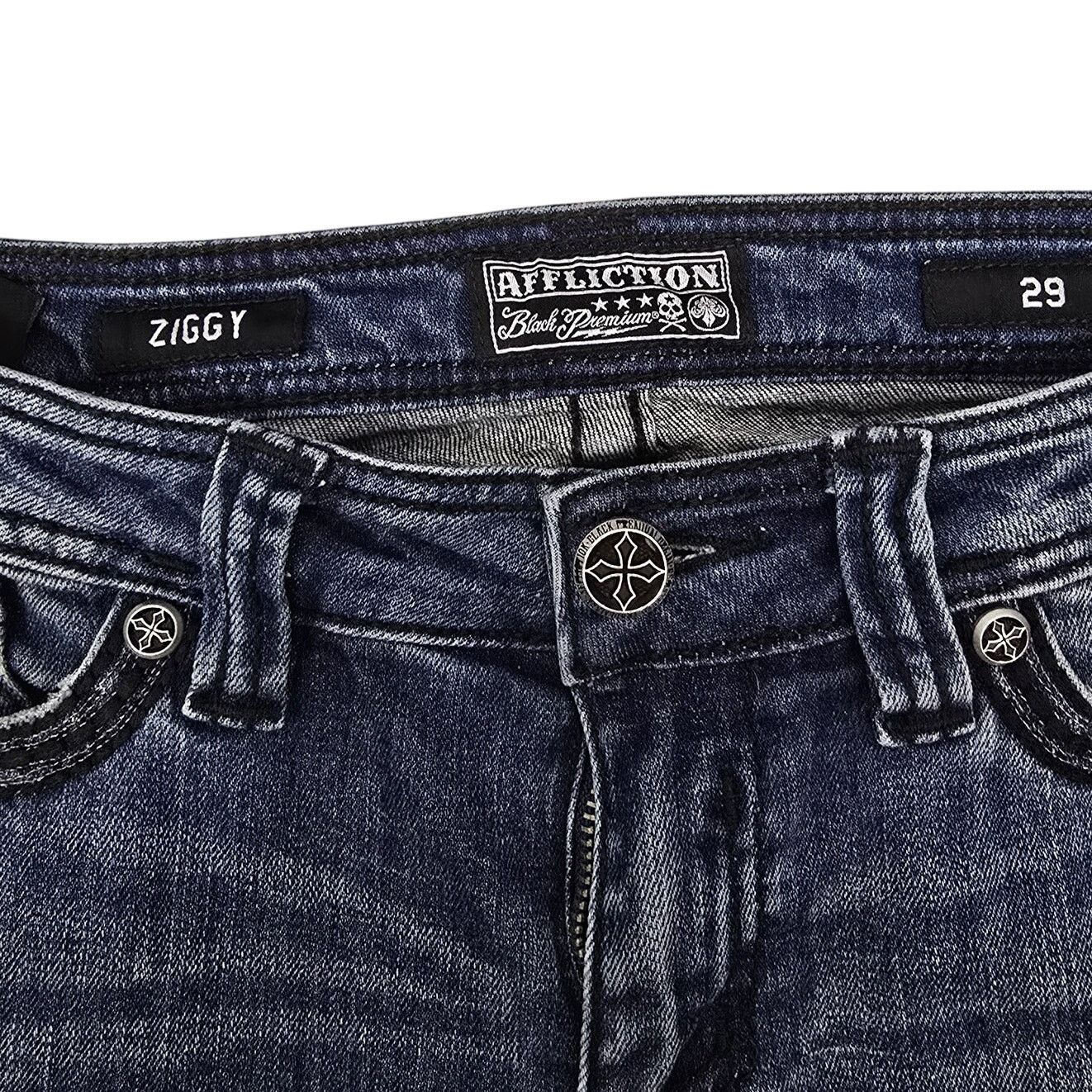 Affliction Affliction ZIGGY Embellished Jeans Size 29 Flare Low Rise Size 29" - 6 Thumbnail
