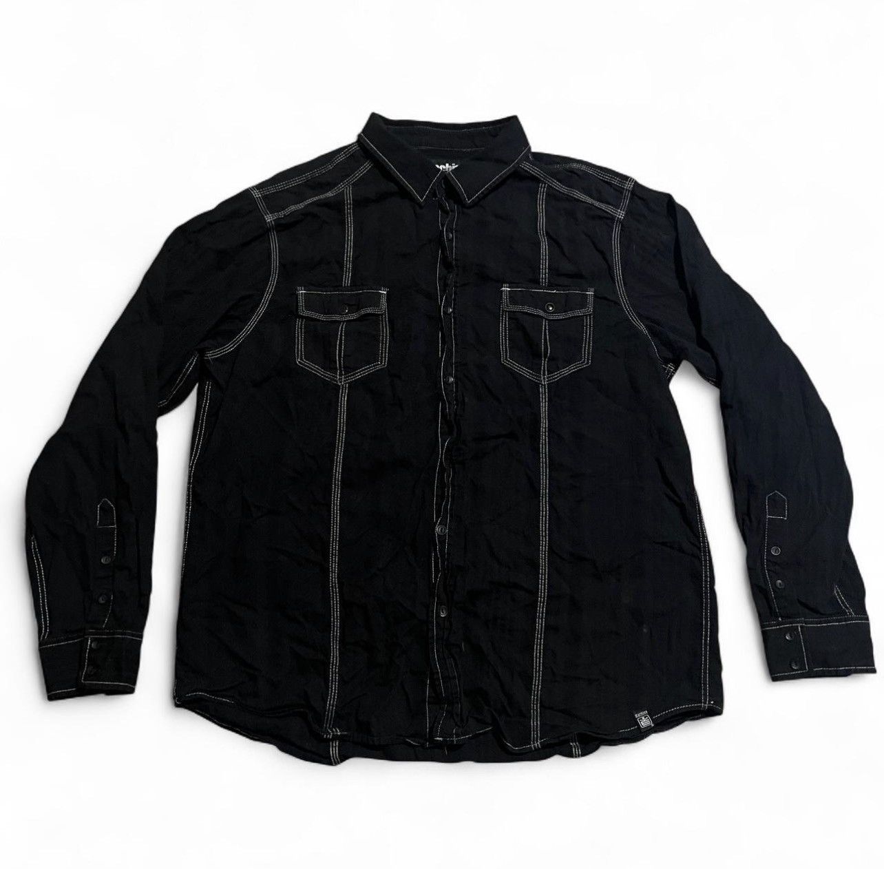 Other Black Machine embroidered button up shirt contrast stitching Size US XXL / EU 58 / 5 - 4 Thumbnail