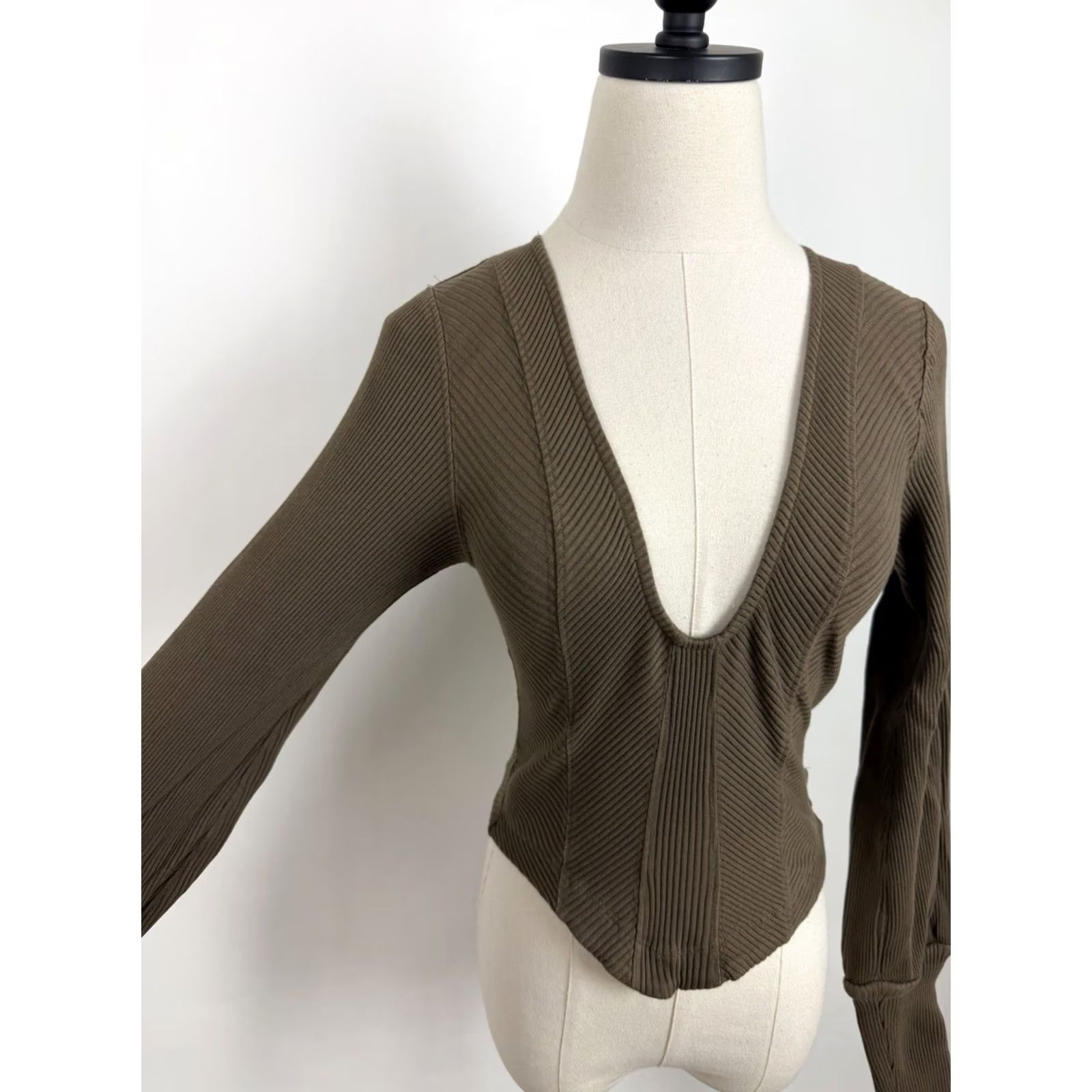 Free People Free People Corset Top Womens Small Petra Cropped Shirt Long Sleeve Peasant Top Size S / US 4 / IT 40 - 3 Thumbnail