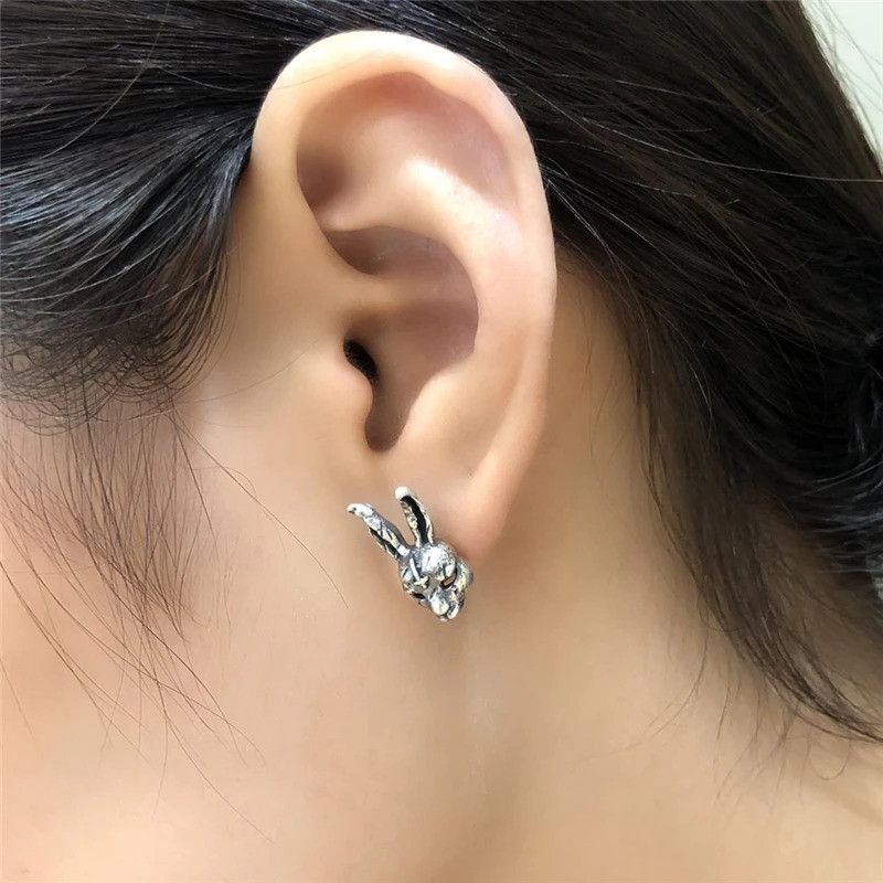 Jewelry Cross Bunny Stud Earrings 925 Sterling Silver Ear Gift Size ONE SIZE - 2 Thumbnail