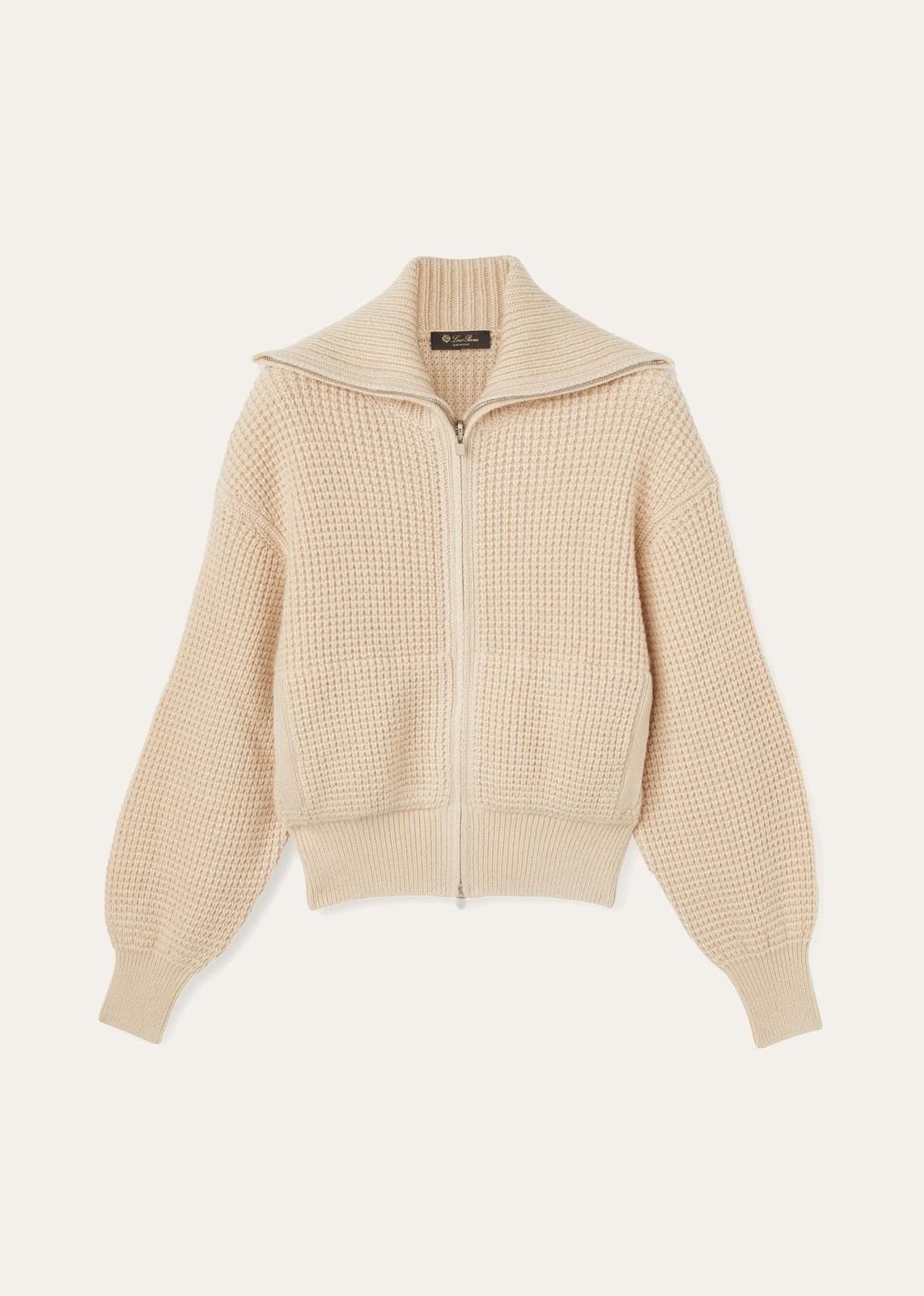 Loro Piana o1srvl11e0824 Yamba High Neck Bomber Jacket in Beige Size L / US 10 / IT 46 - 1 Thumbnail