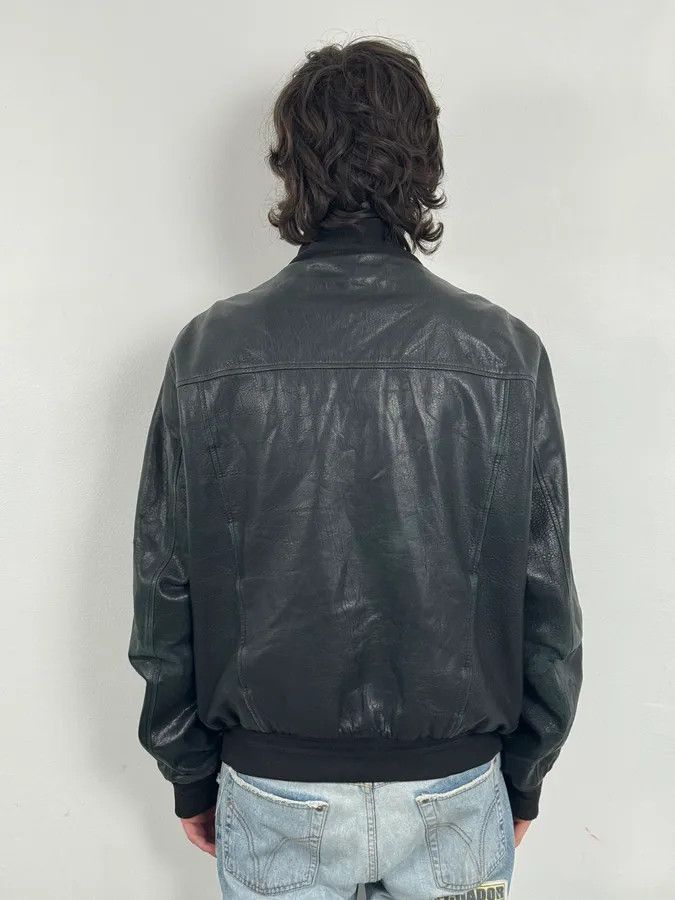 Yves Saint Laurent 2000s Yves Saint Laurent Black Leather Logo Bomber Jacket Size US L / EU 52-54 / 3 - 3 Thumbnail