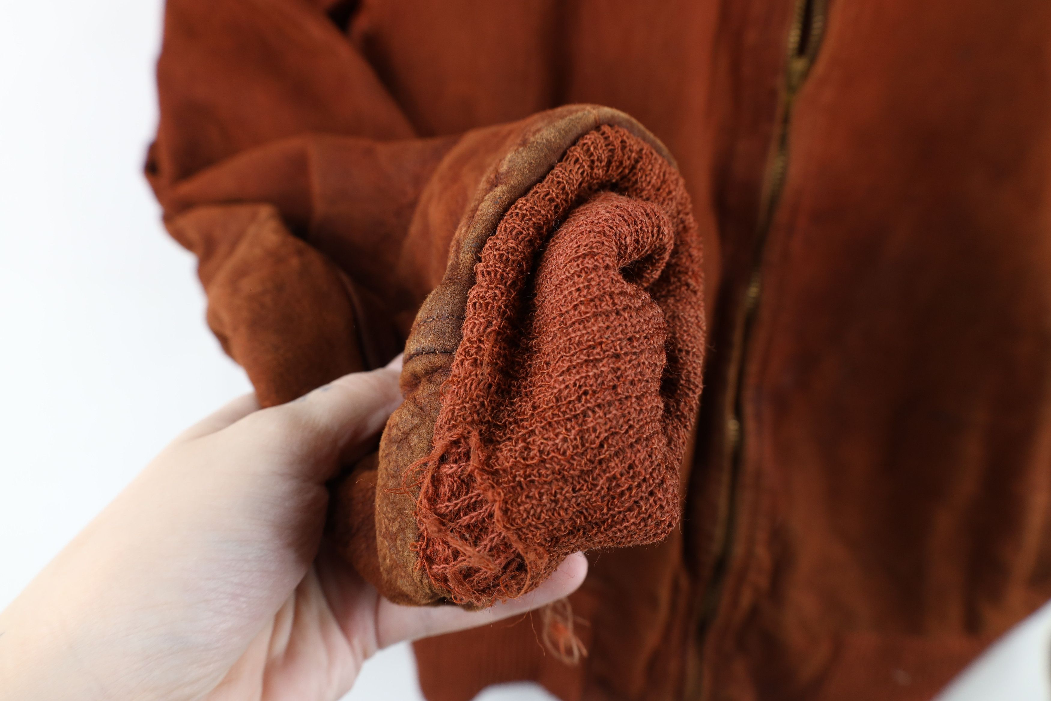 Vintage AS IS Vintage 50s Leather Bomber Jacket Burnt Orange USA Size US XXL / EU 58 / 5 - 6 Thumbnail