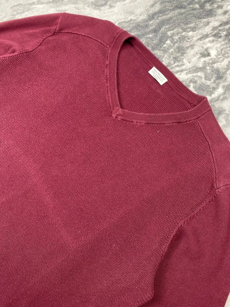Brunello Cucinelli Brunello Cucinelli Cotton V-neck Sweater Men Size 50 Red Size US M / EU 48-50 / 2 - 3 Thumbnail