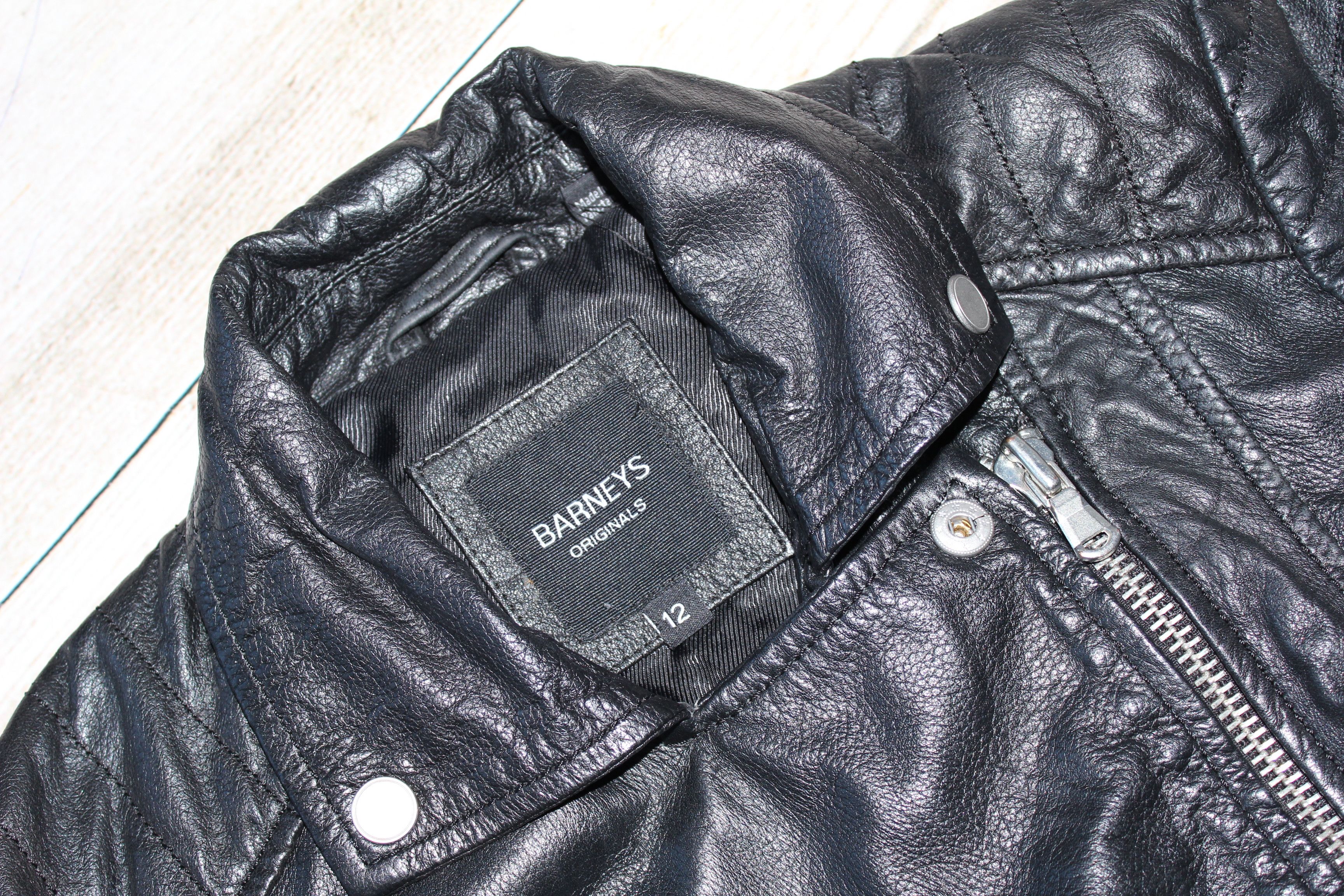 Barneys New York BARNEYS ORIGINAL Black Leather Biker Jacket Size L / US 10 / IT 46 - 6 Thumbnail
