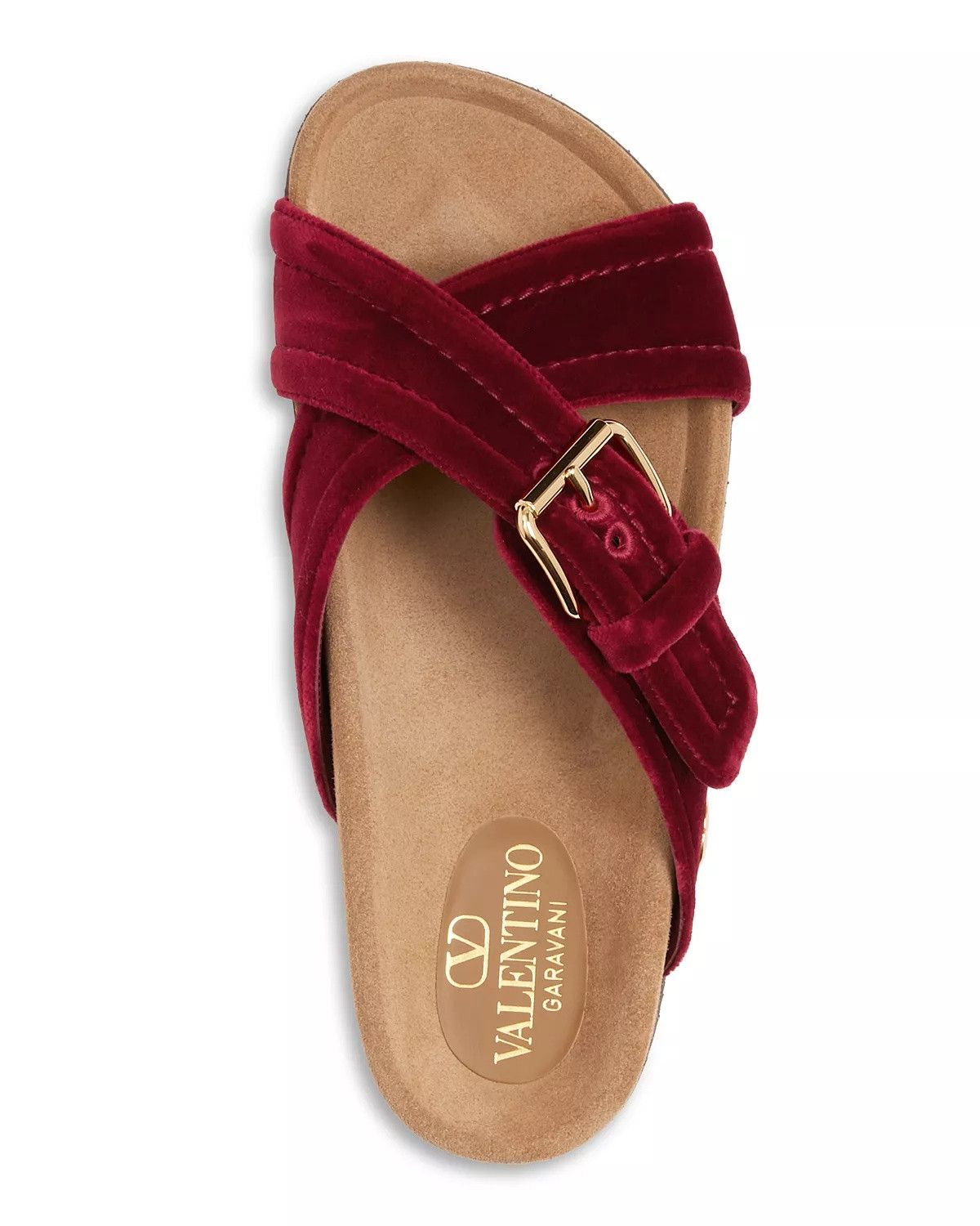 Valentino oc11z0825 Buckled Velvet Slides in Maroon Size US 5.5 / IT 35.5 - 3 Thumbnail