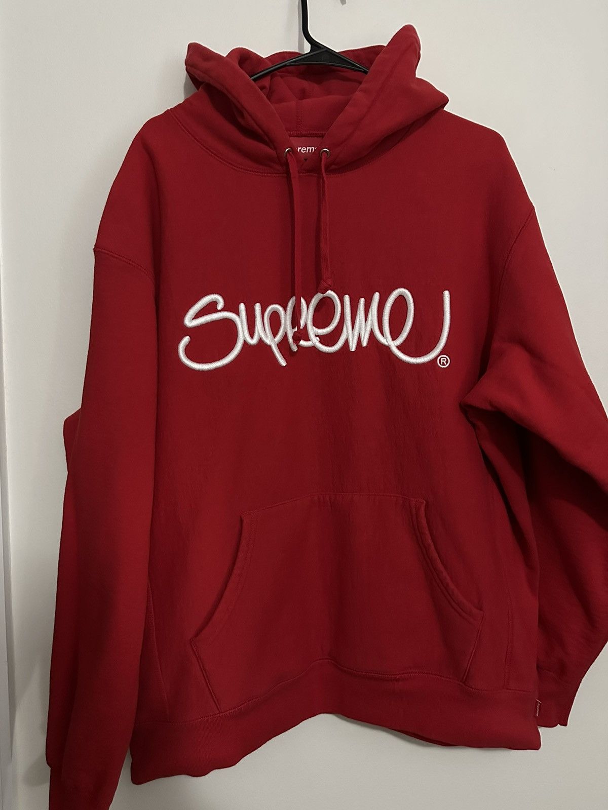 image of Supreme Handstyle Hooded Sweatshirt in Red, Men's (Size Large)