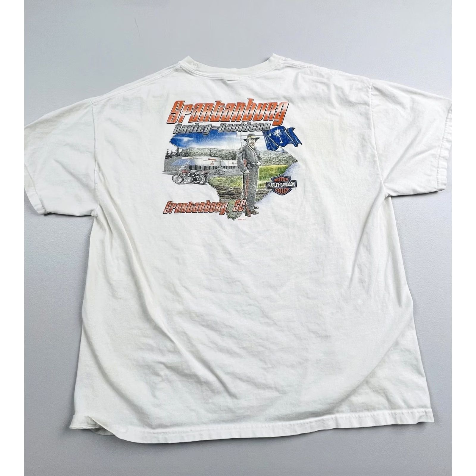 Harley Davidson Harley-Davidson Shirt Mens 2XL White Spartanburg SC Graphic Tee 2007 Biker Size US XXL / EU 58 / 5 - 2 Thumbnail