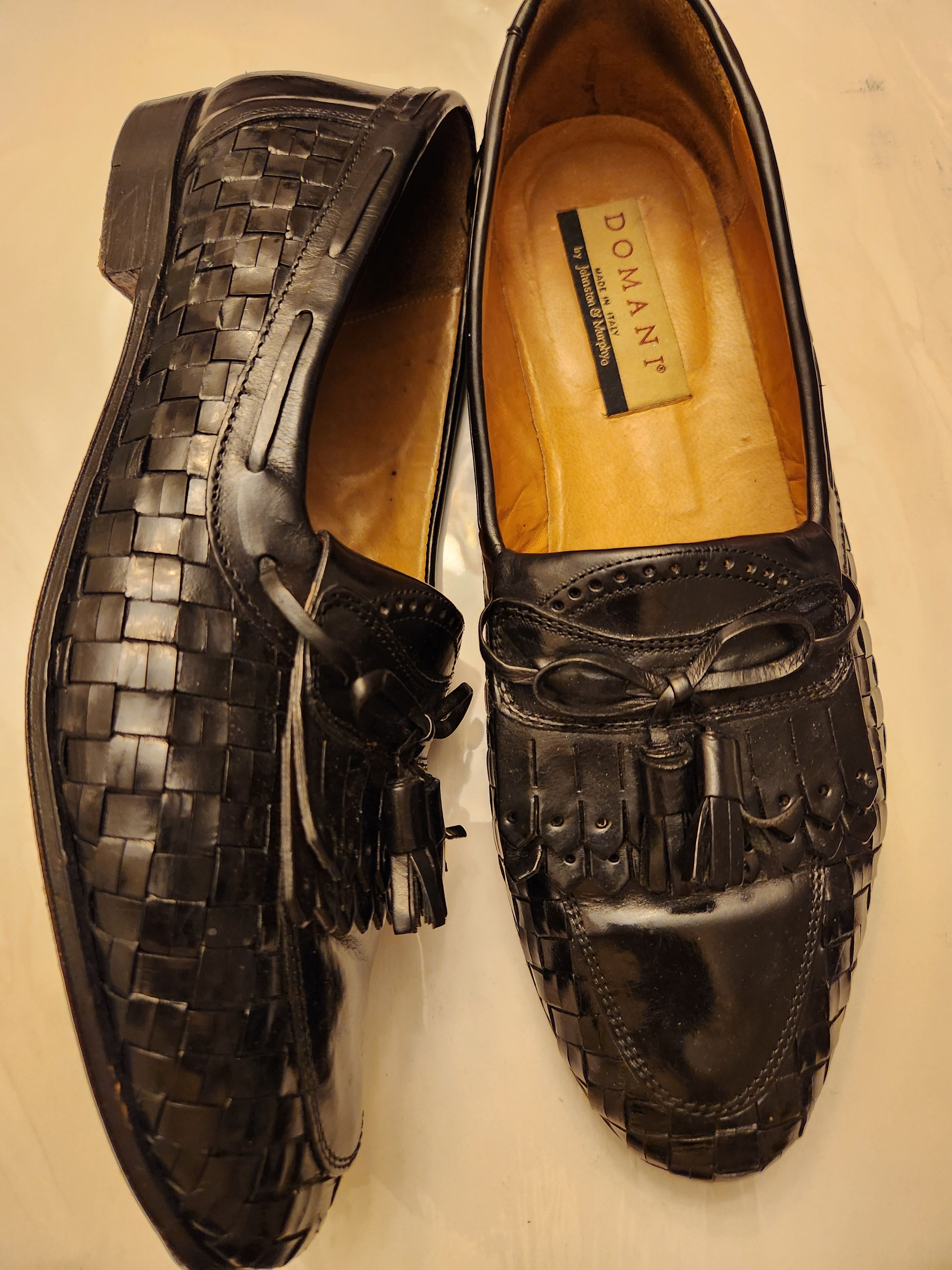 Johnston & Murphy Vintage Domani 100% Leather Woven Tasseled Slip-on Loafers Size US 10 / EU 43 - 2 Thumbnail