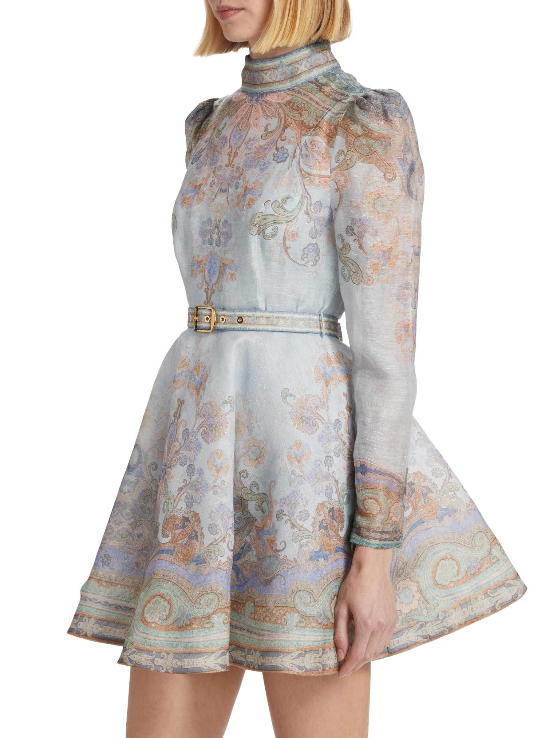 Zimmermann oc11z0825 Eden Belted Mini Dress in Multicolor Size XS / US 0-2 / IT 36-38 - 2 Thumbnail