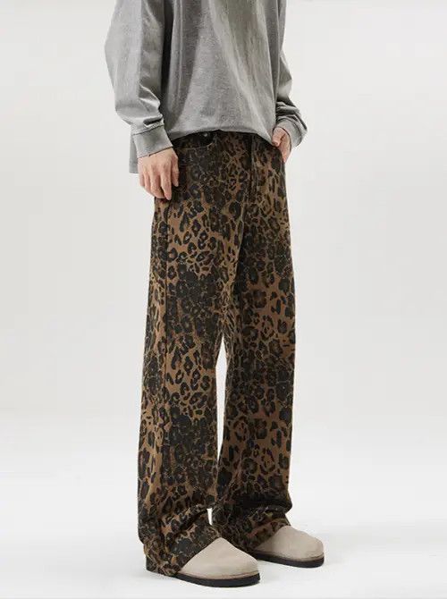 Jean American retro straight leopard print jeans Size US 32 / EU 48 - 3 Thumbnail