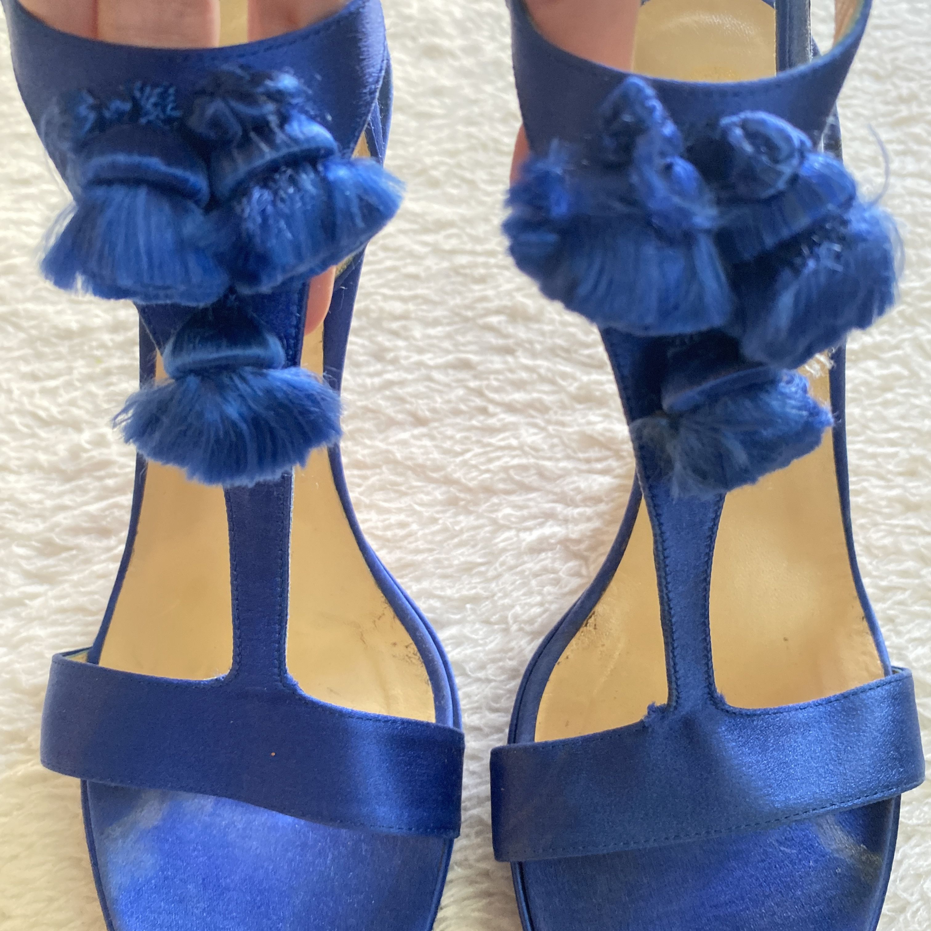 Versace Versace S/S 2008 Blue Silk Tassel Heels – Open Toe Sandals Size US 8 / IT 38 - 22 Thumbnail